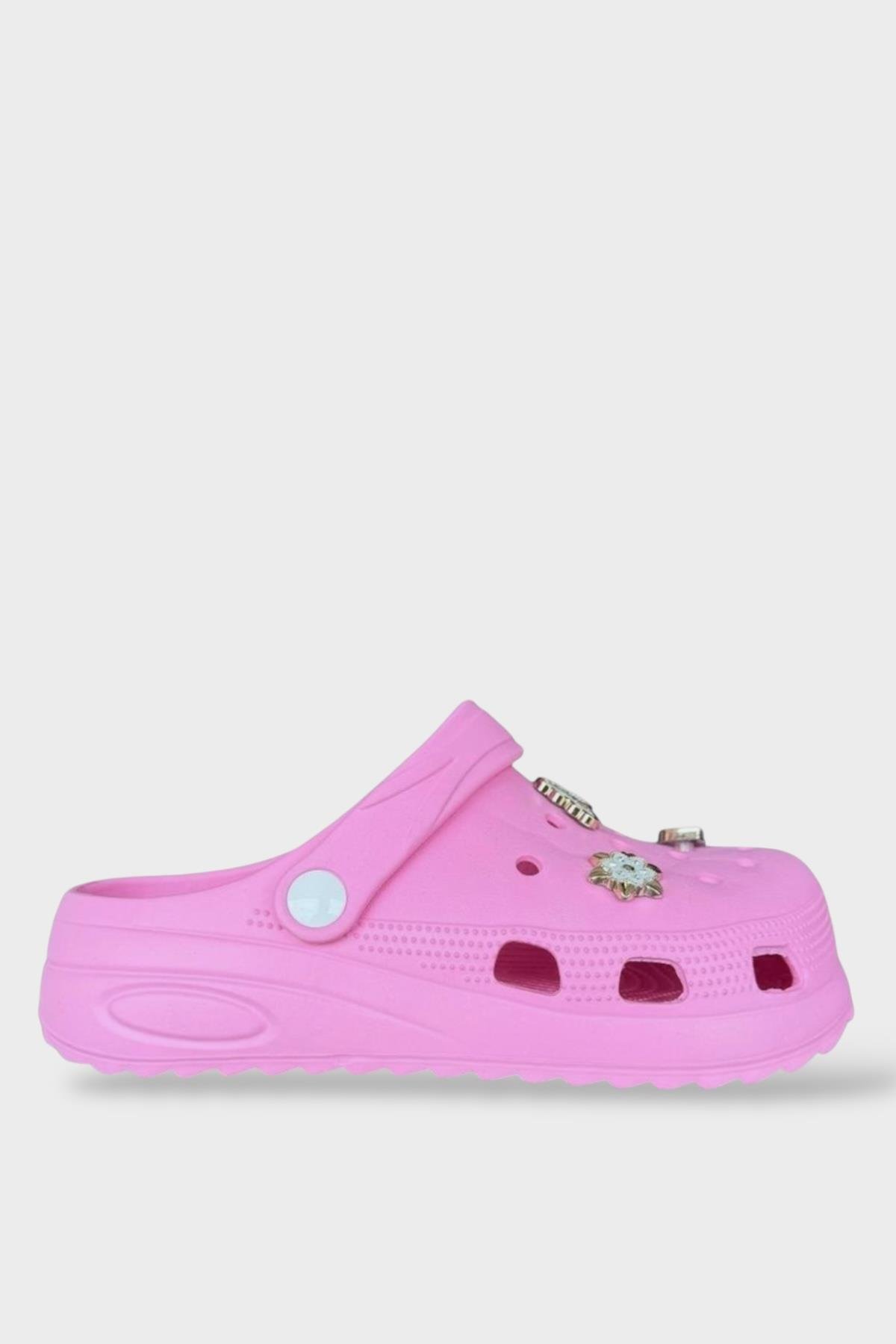 Yüksek Taban Aksesuarlı Kadın Sandalet PEMBE - Görsel 4