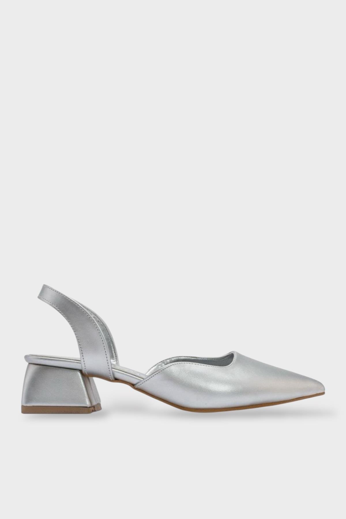 Kadın Kısa Topuklu Ayakkabı 4 cm GÜMÜŞ - Görsel 2