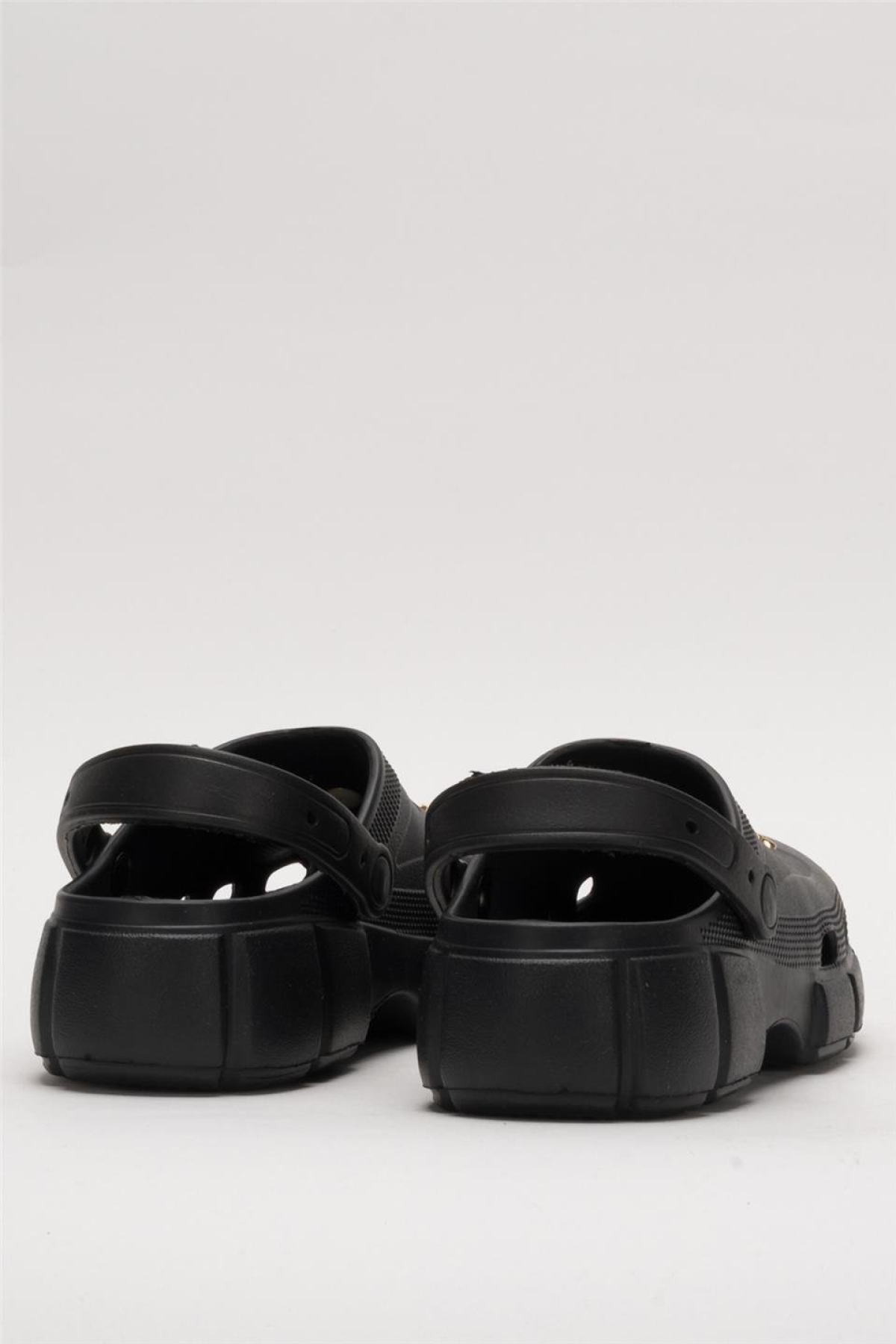 Yüksek Taban Taşlı Rahat Comfort Kadın Sandalet SİYAH - Görsel 5