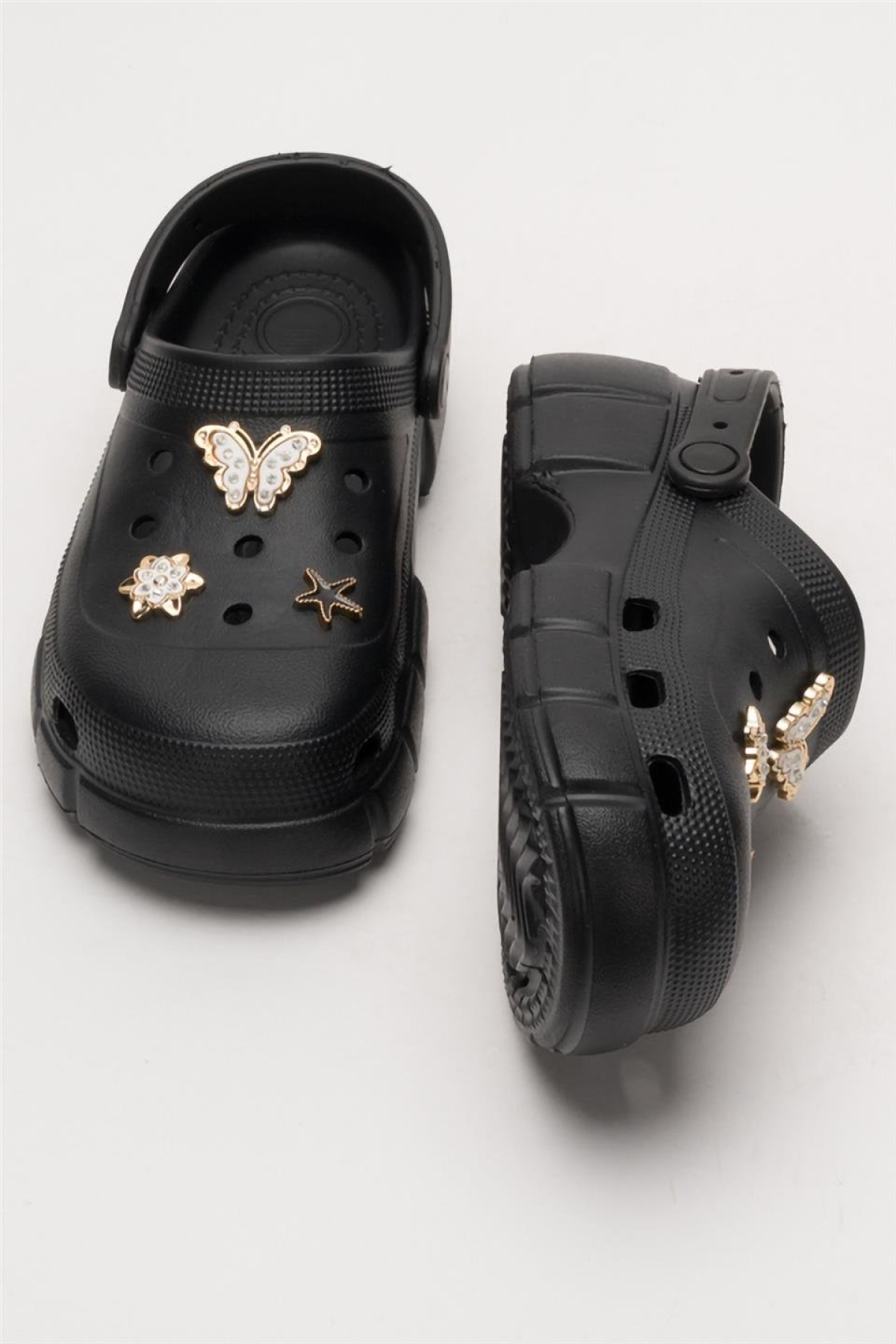 Yüksek Taban Taşlı Rahat Comfort Kadın Sandalet SİYAH - Görsel 8