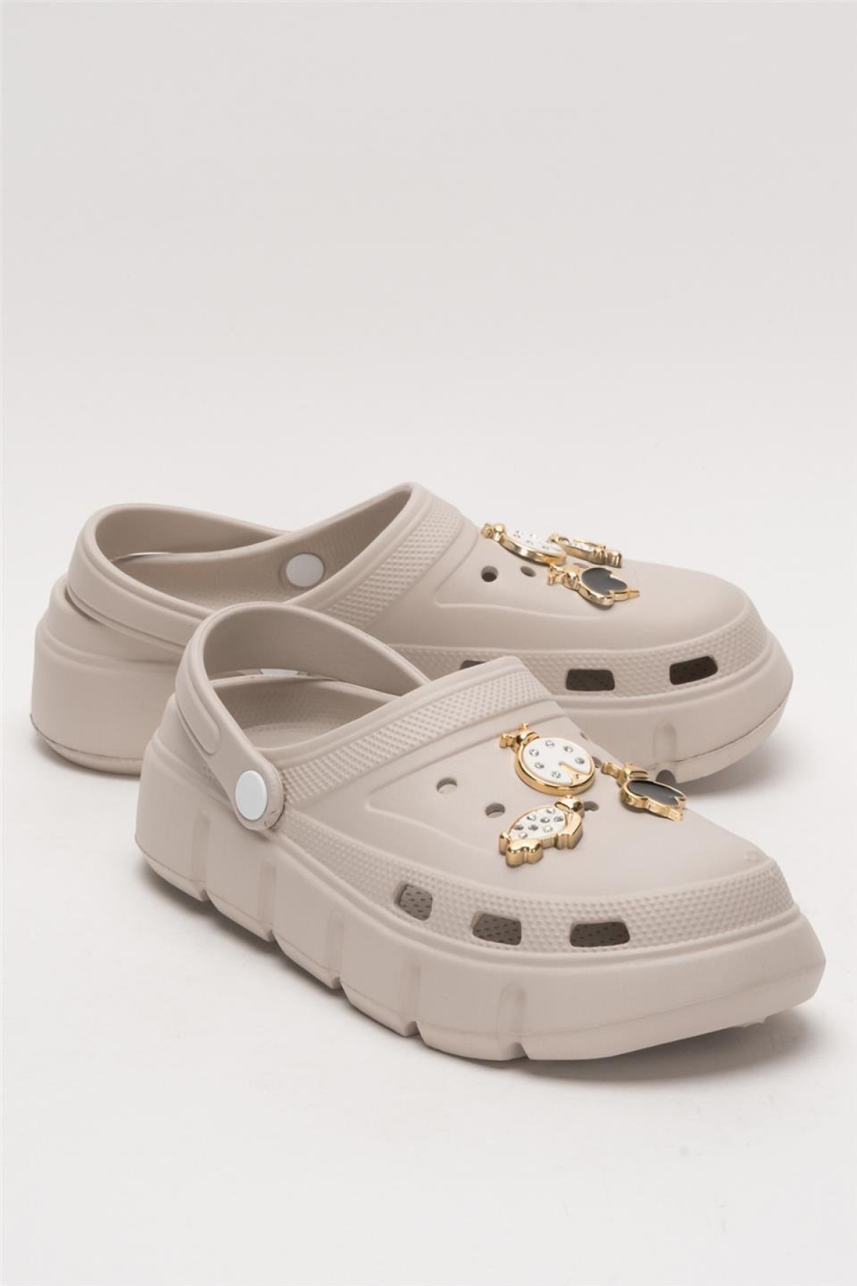 Yüksek Taban Taşlı Comfort Kadın Sandalet VİZON - Görsel 3