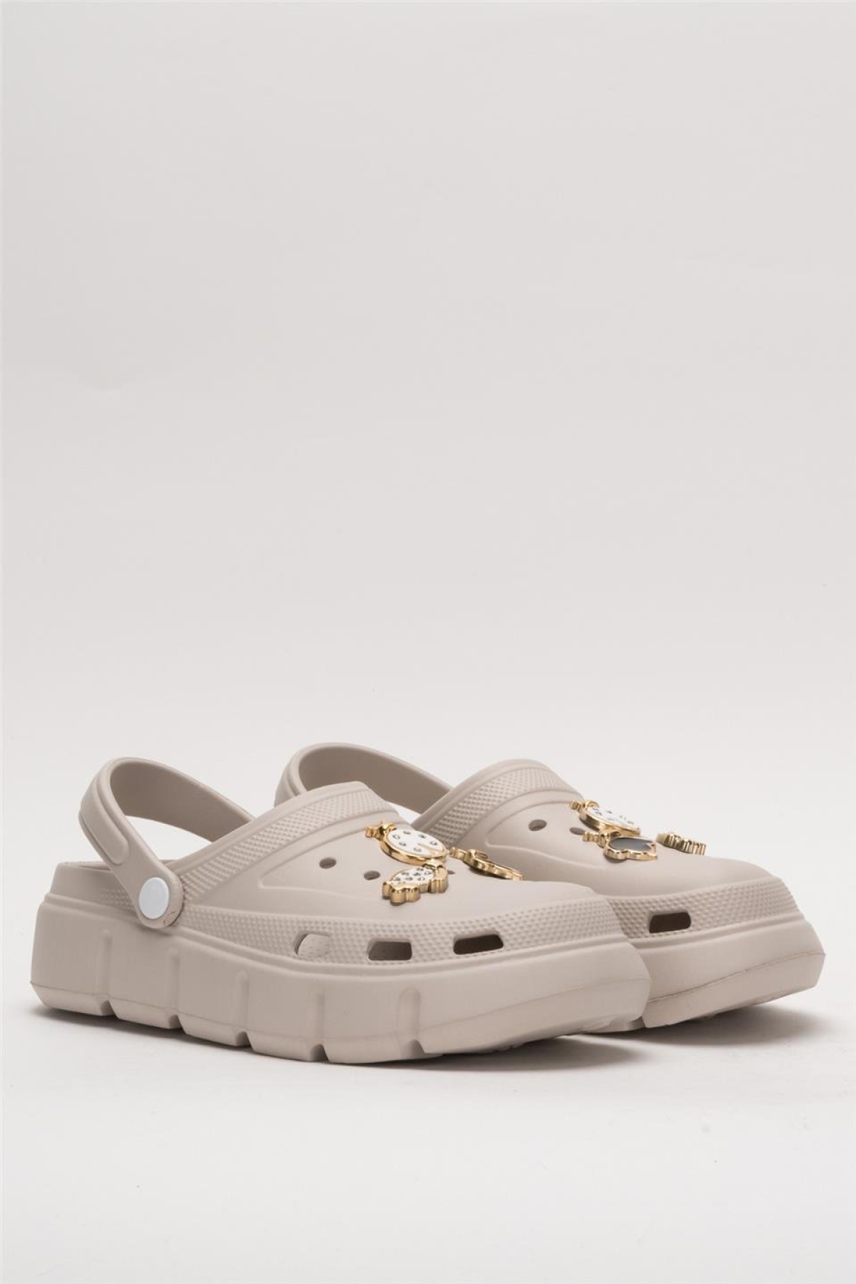 Yüksek Taban Taşlı Comfort Kadın Sandalet VİZON - Görsel 4