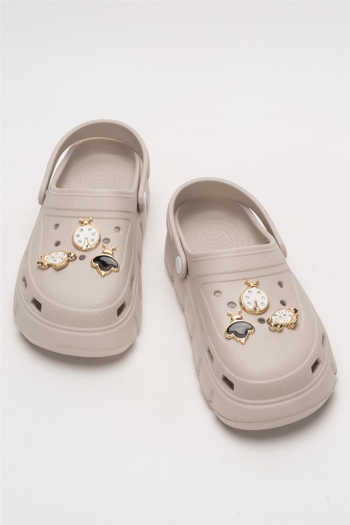 Yüksek Taban Taşlı Comfort Kadın Sandalet VİZON - Görsel 7