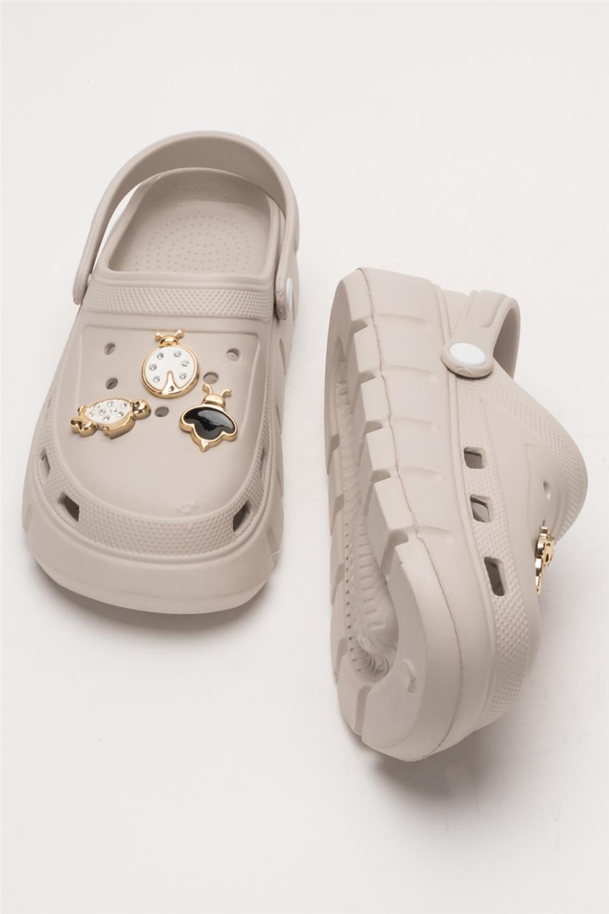 Yüksek Taban Taşlı Comfort Kadın Sandalet VİZON - Görsel 8