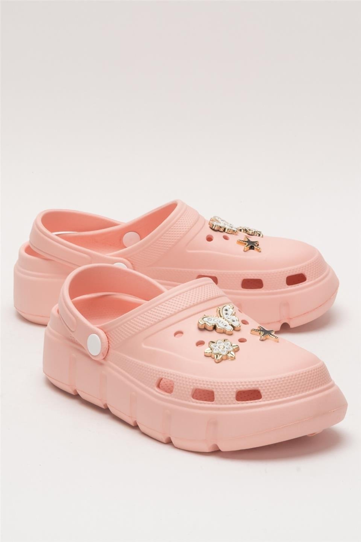 Yüksek Taban Taşlı Comfort Kadın Sandalet PUDRA - Görsel 3