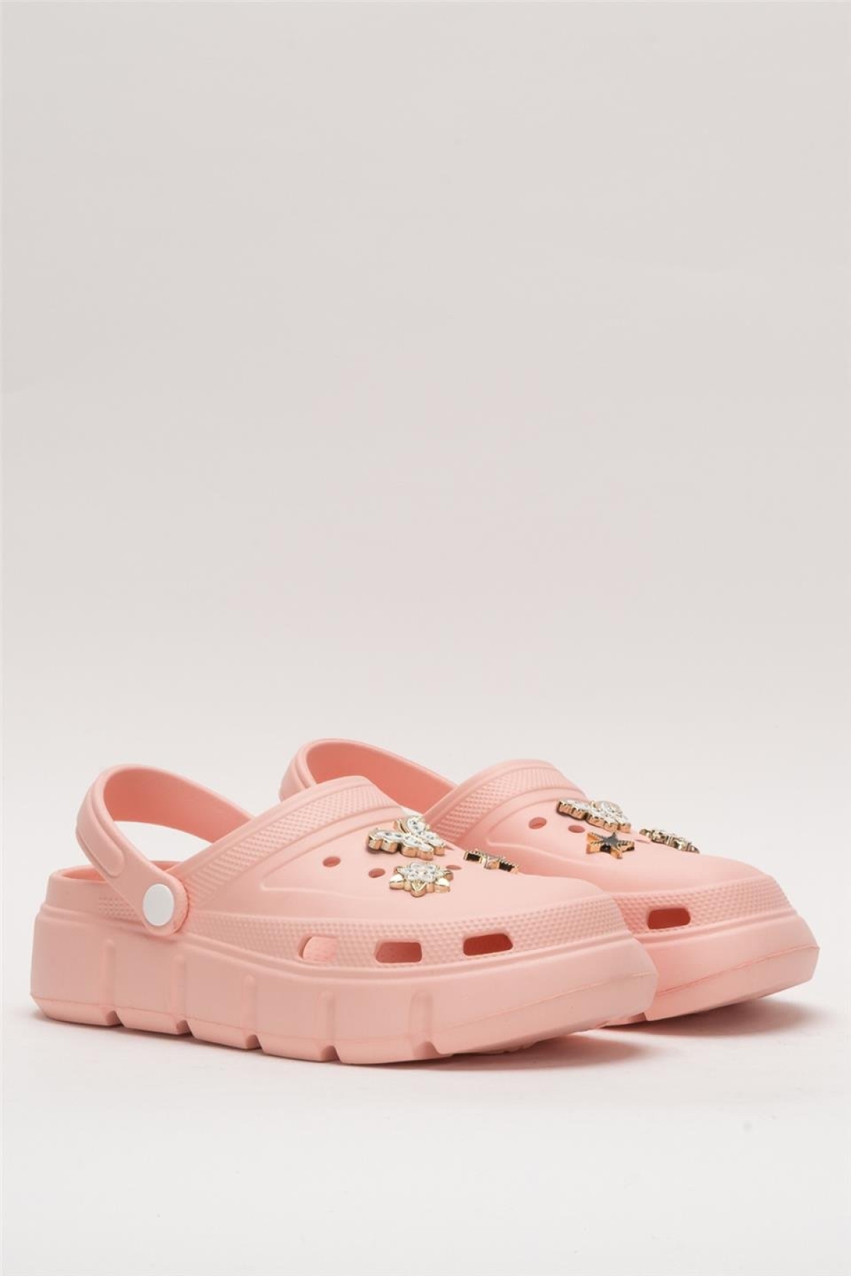 Yüksek Taban Taşlı Comfort Kadın Sandalet PUDRA - Görsel 4