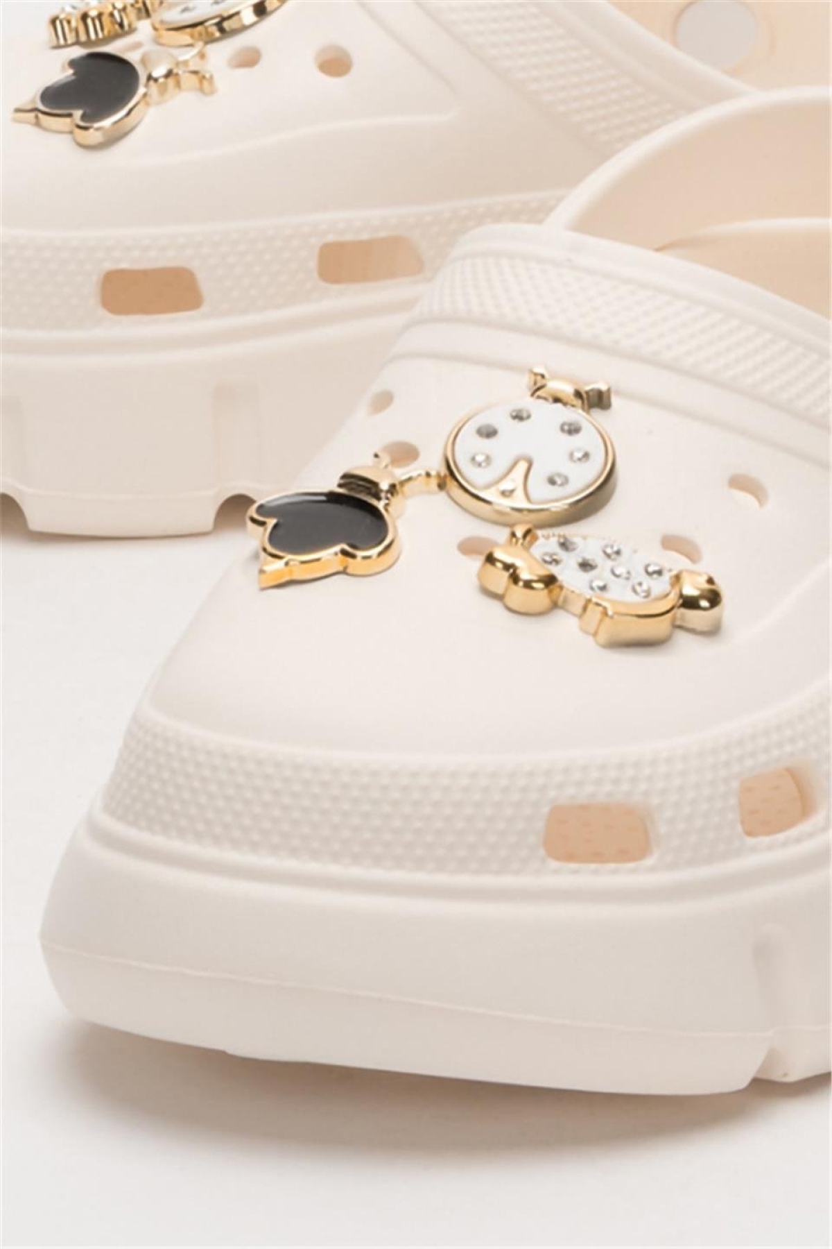 Yüksek Taban Taşlı Comfort Kadın Sandalet KREM - Görsel 6