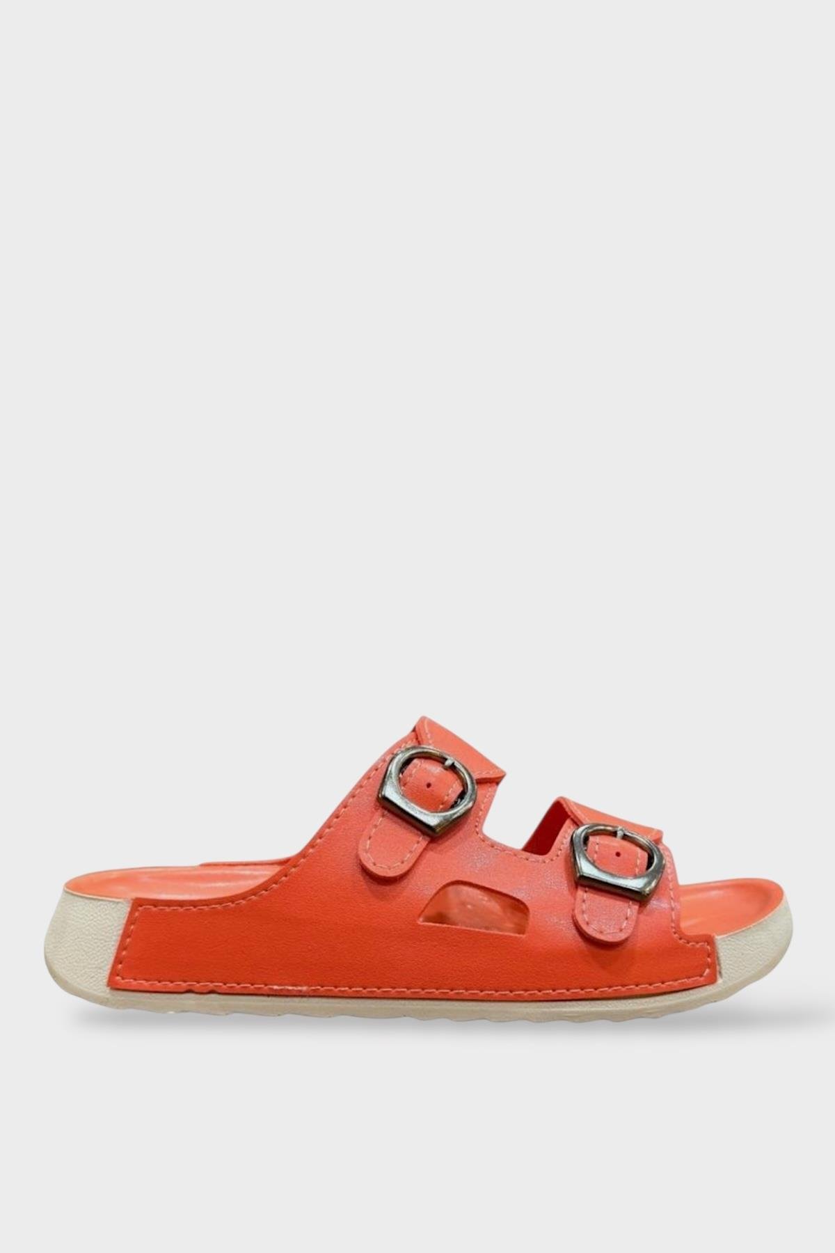 Çift Bantlı Tokalı Anatomik Taban Rahat Kadın Terlik NAR ÇİÇEĞİ - Görsel 2