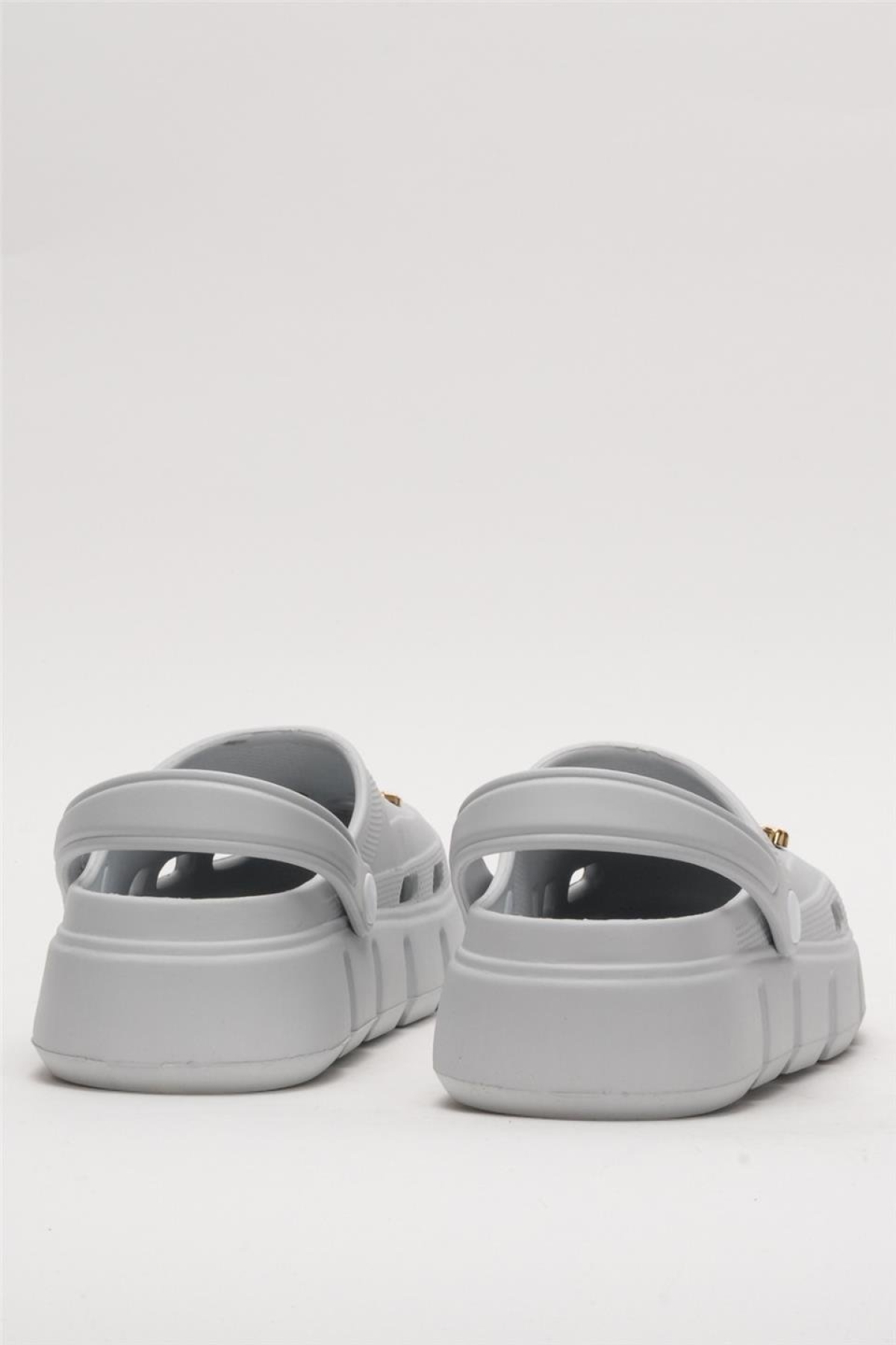 Yüksek Taban Taşlı Comfort Kadın Sandalet GRİ - Görsel 5