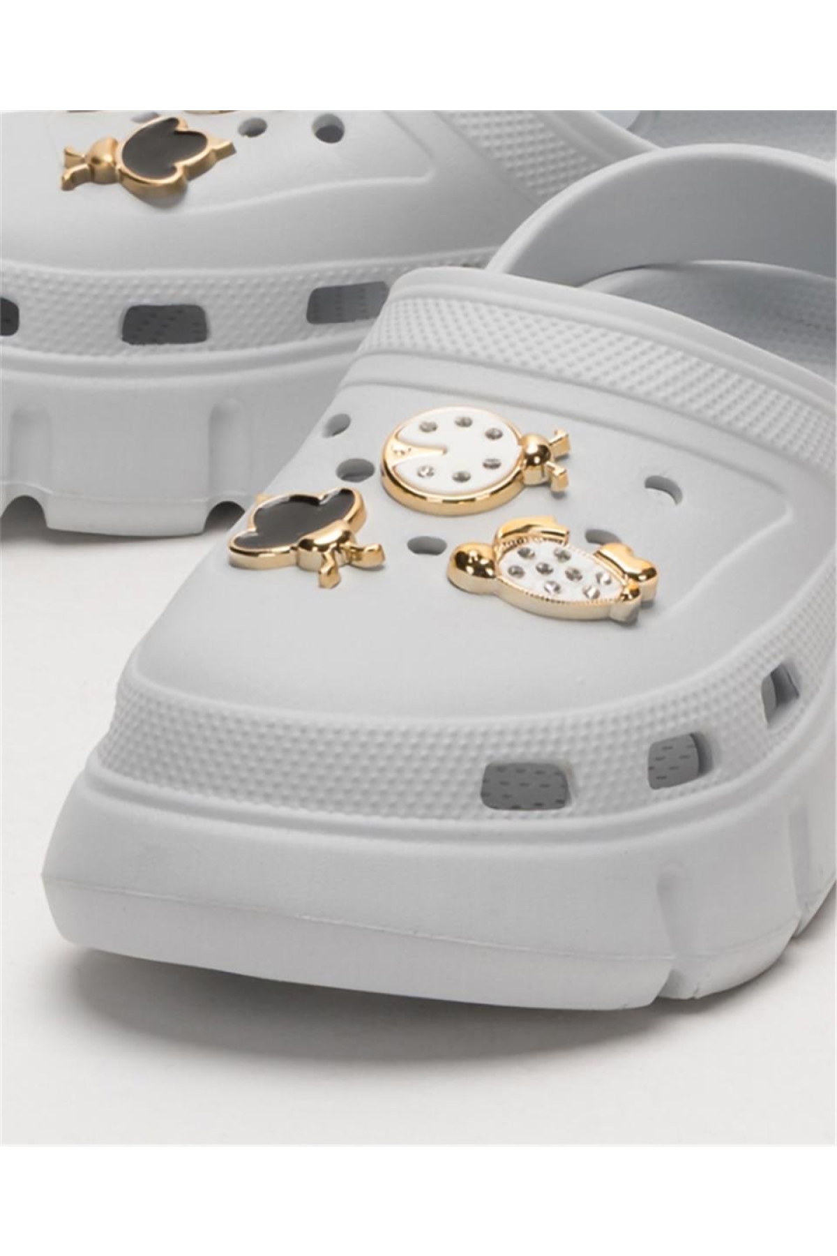 Yüksek Taban Taşlı Comfort Kadın Sandalet GRİ - Görsel 6