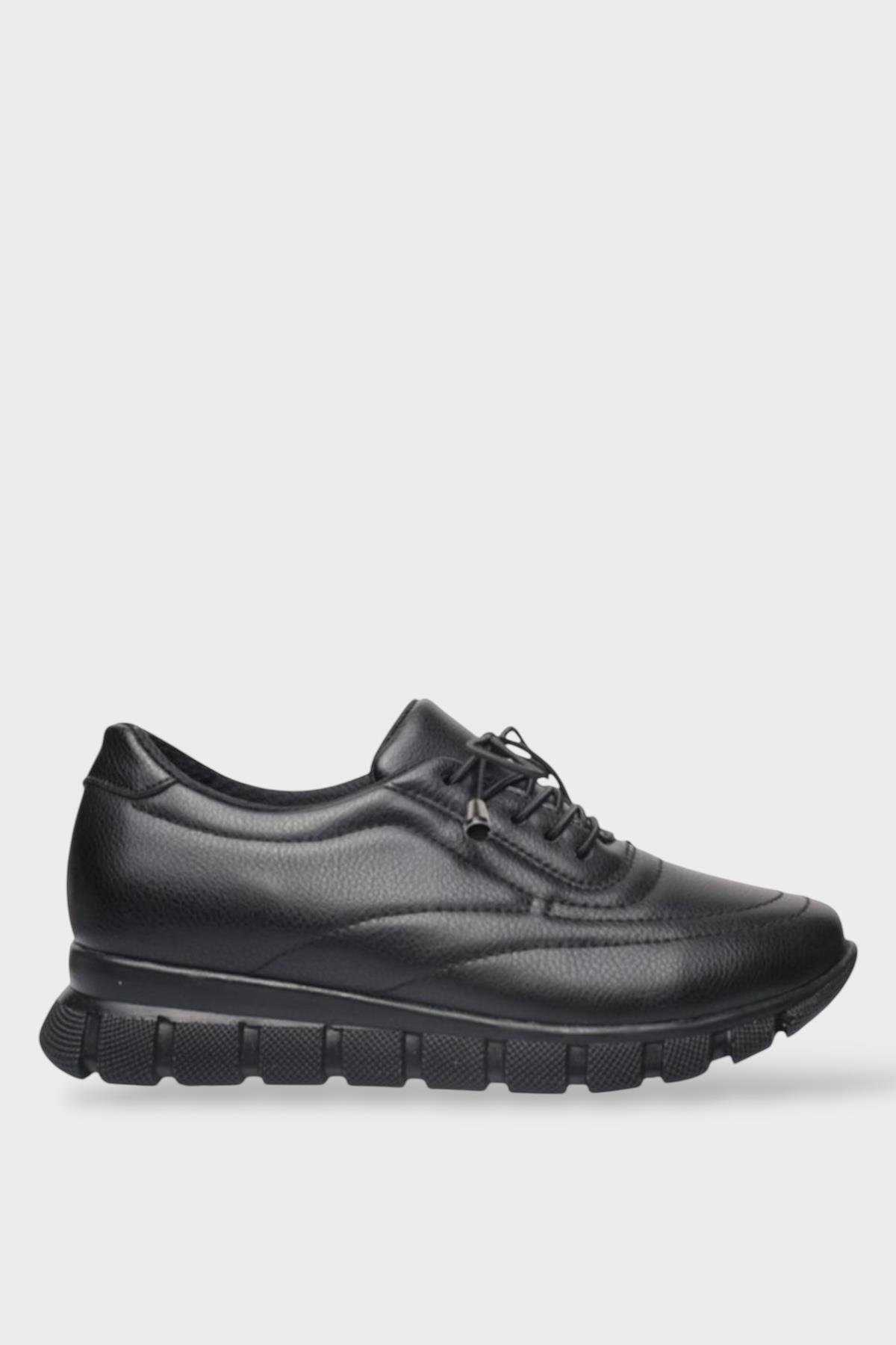 Kadın Günlük Rahat Comfort Taban Spor Sneaker Ayakkabı SİYAH - Görsel 2