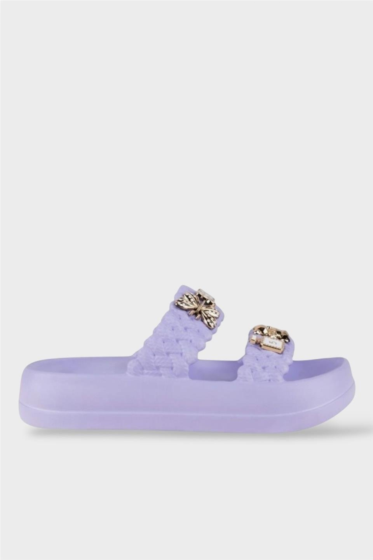 Kadın Taşlı Şık Rahat Konforlu Günlük Terlik Lila - Görsel 2