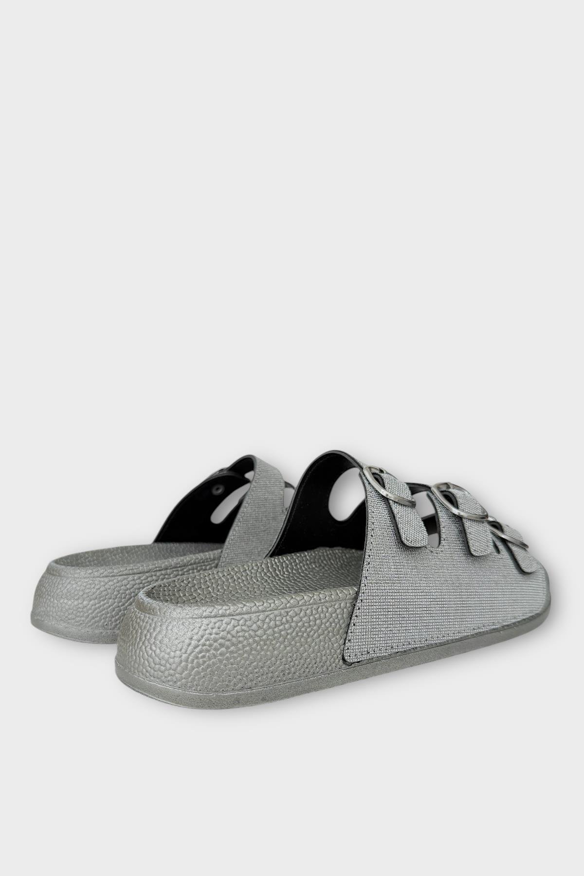 Kadın Üç Bant Ayarlanabilr Tokalı Terlik FÜME - Görsel 6