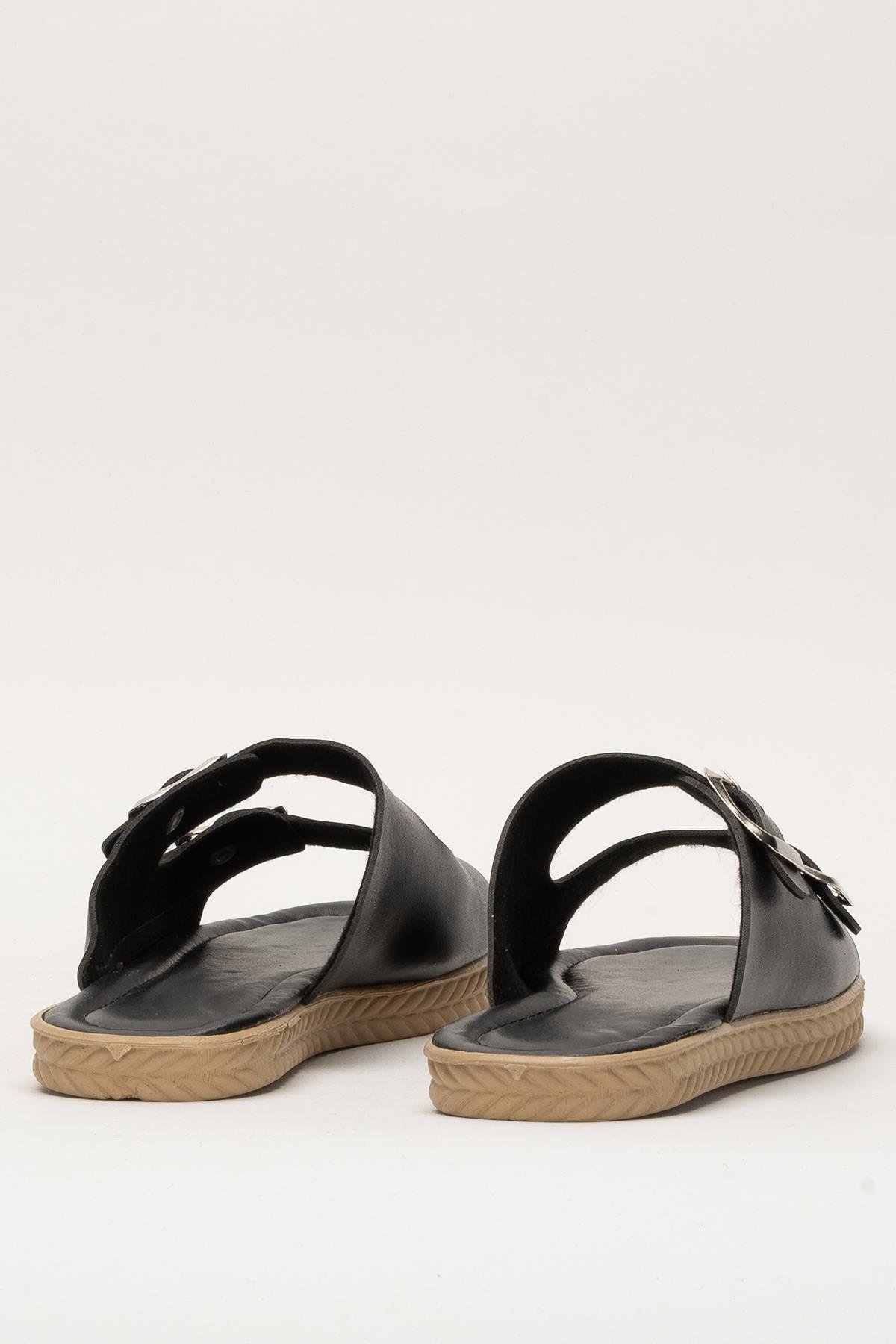 Kadın Çift Bant Ayarlanabilr Tokalı Terlik SİYAH - Görsel 5