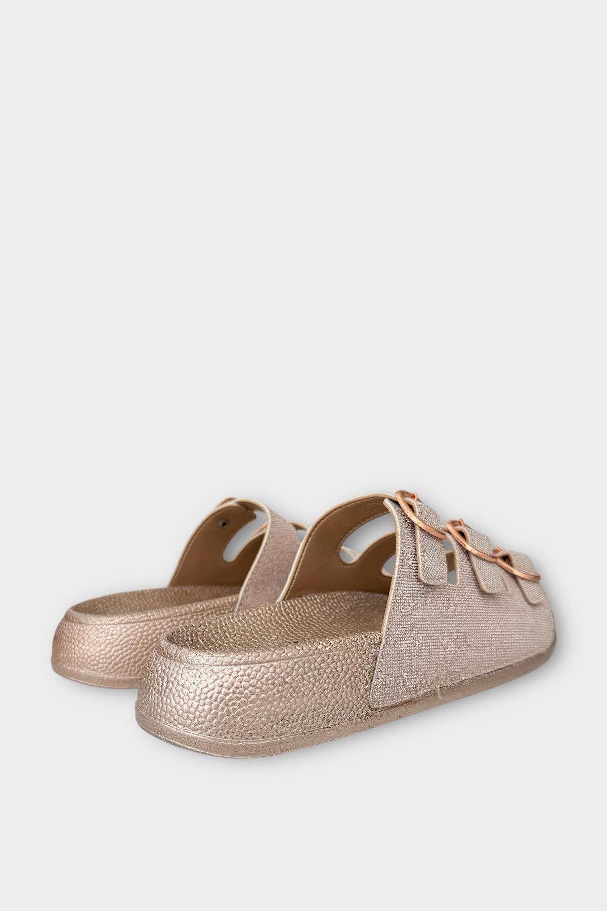 Kadın Üç Bant Ayarlanabilr Tokalı Terlik BRONZ - Görsel 6