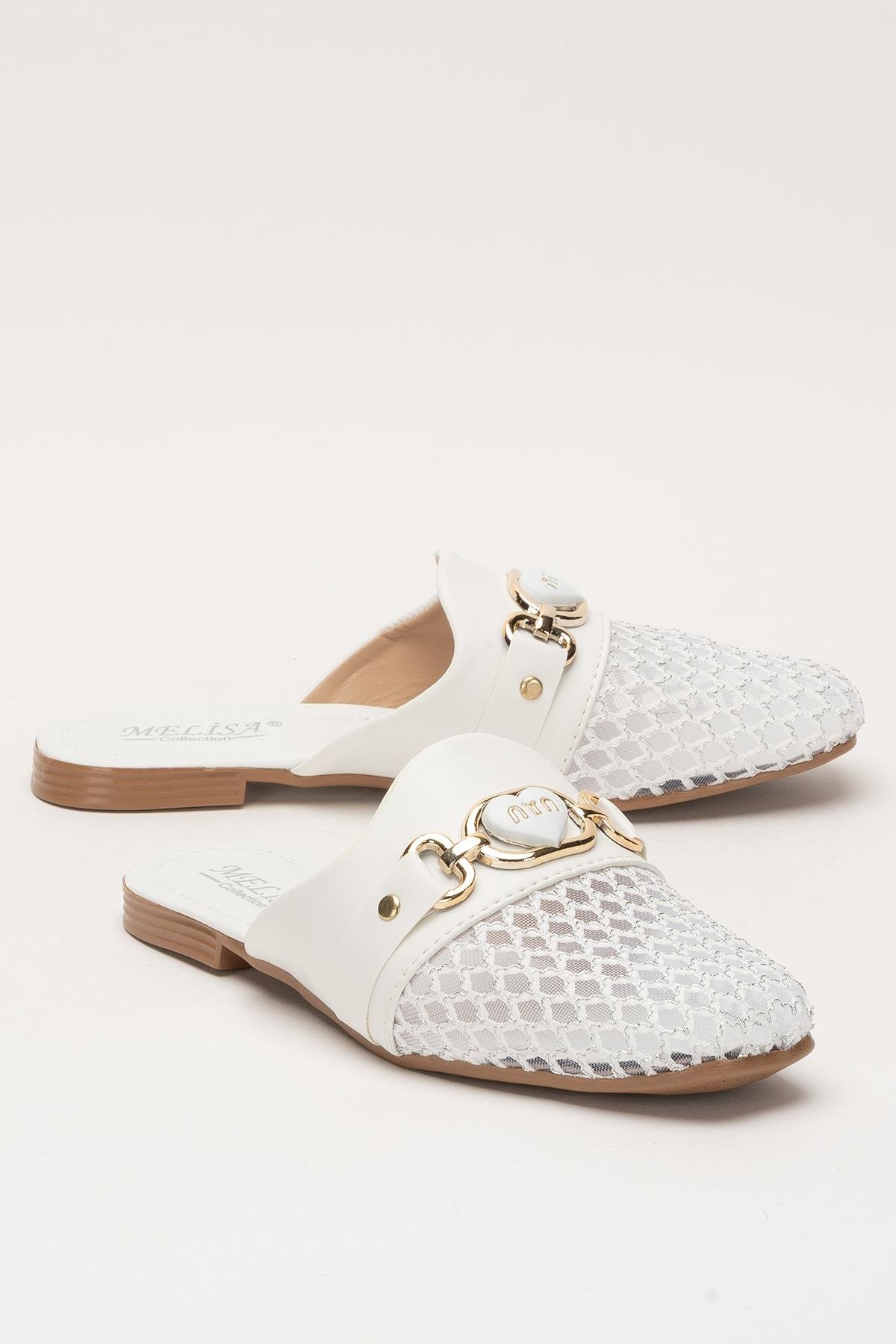 Kadın Tokalı FileliTerlik BEYAZ - Görsel 3