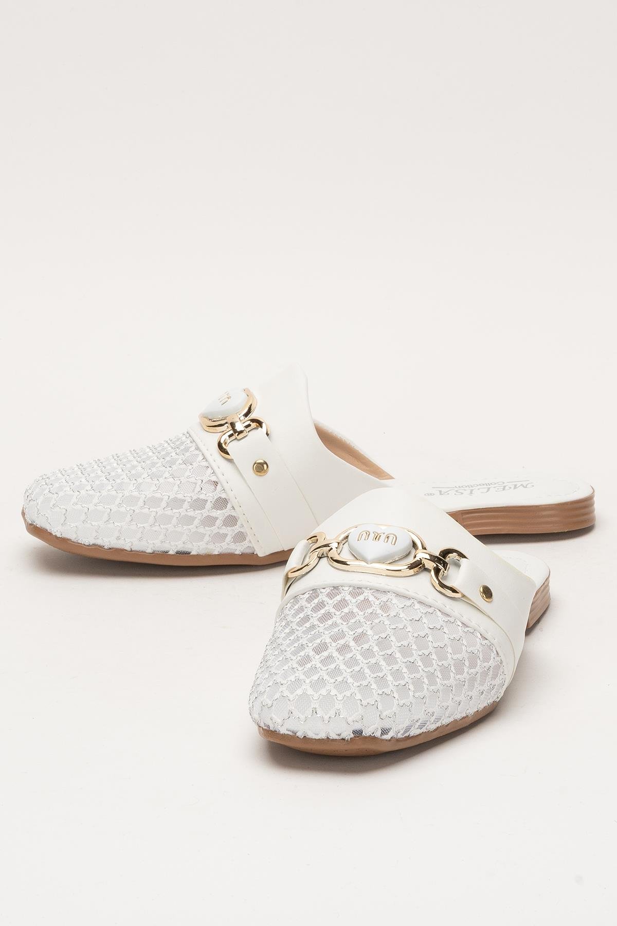 Kadın Tokalı FileliTerlik BEYAZ - Görsel 6