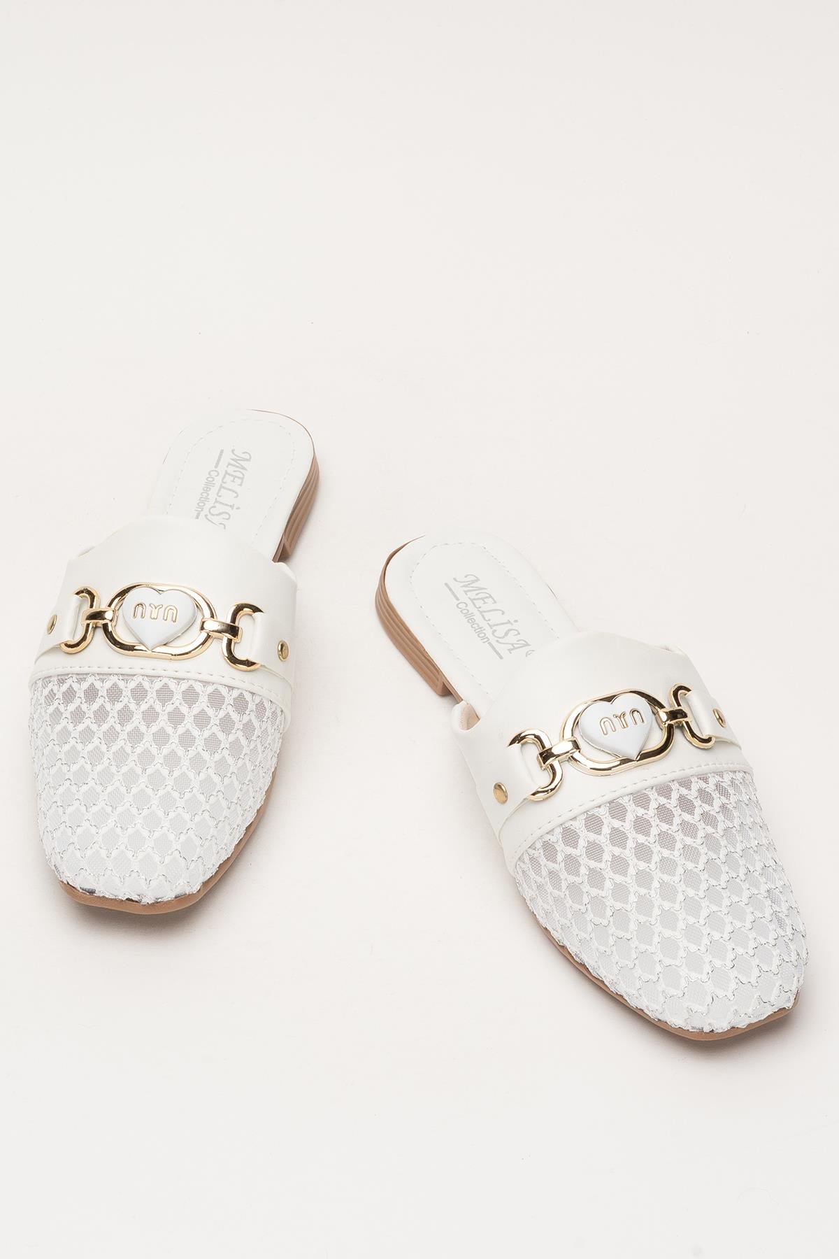 Kadın Tokalı FileliTerlik BEYAZ - Görsel 7