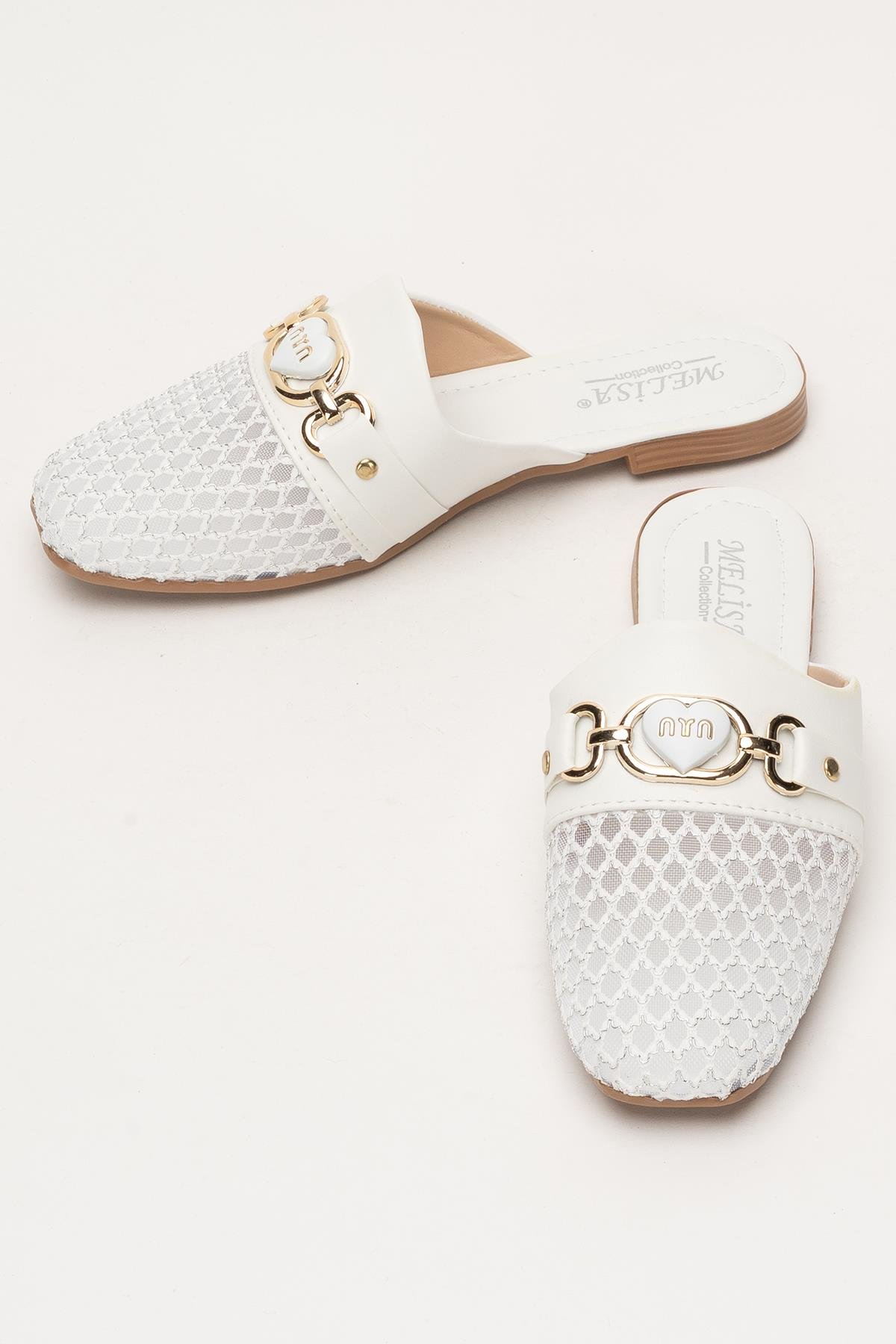 Kadın Tokalı FileliTerlik BEYAZ - Görsel 8