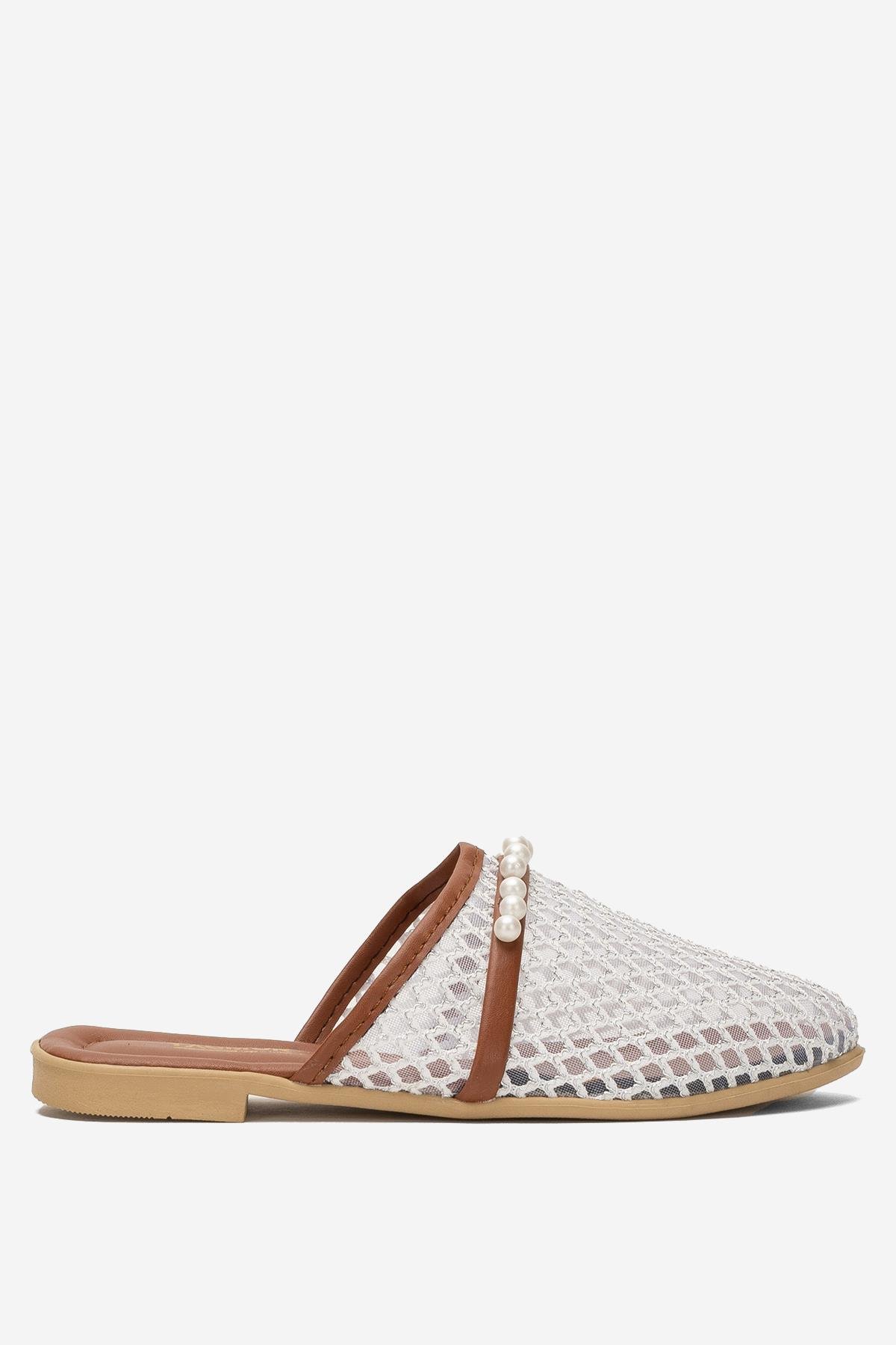 Kadın İnci Kemerli FileliTerlik BEYAZ - Görsel 2