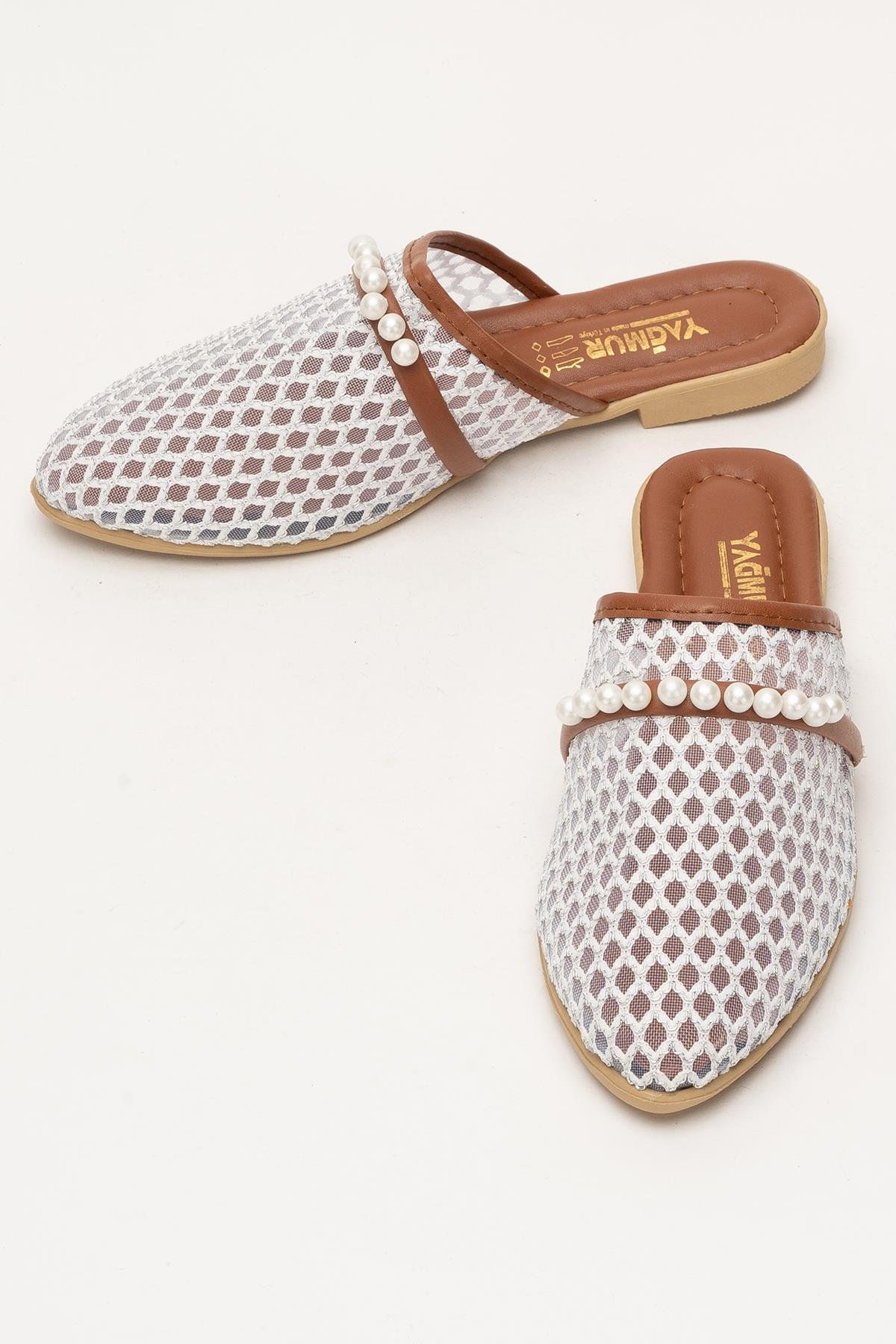 Kadın İnci Kemerli FileliTerlik BEYAZ - Görsel 7