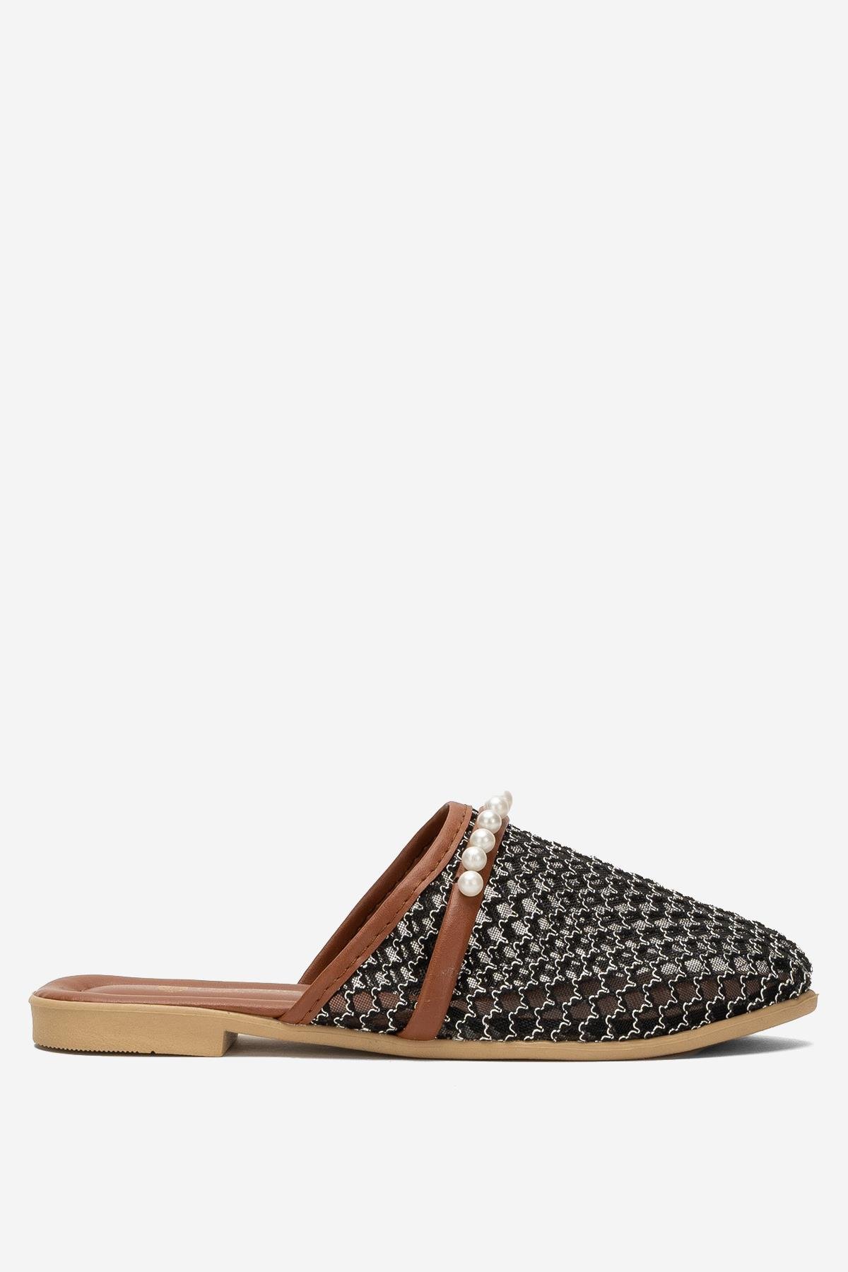 Kadın İnci Kemerli FileliTerlik SİYAH - GÜMÜŞ - Görsel 2