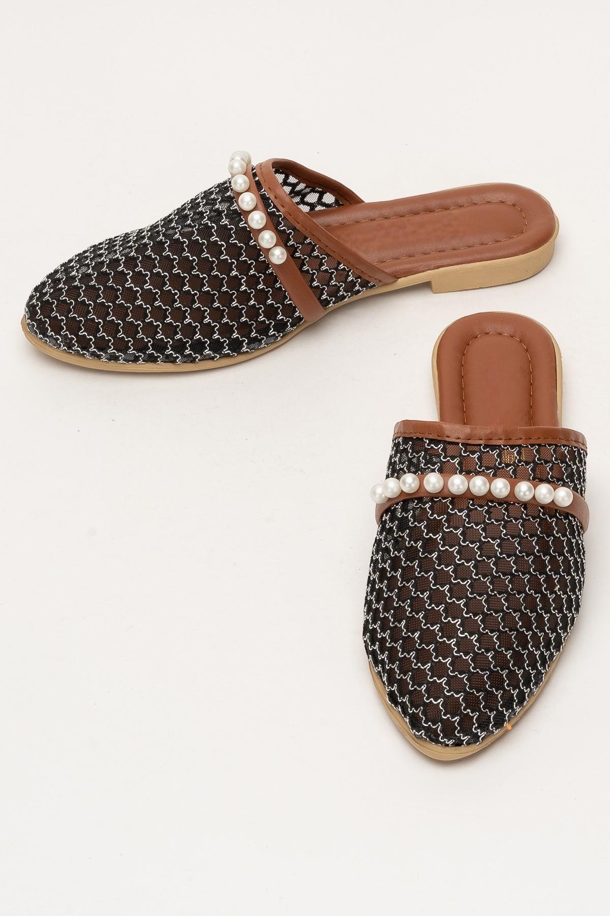 Kadın İnci Kemerli FileliTerlik SİYAH - GÜMÜŞ - Görsel 8