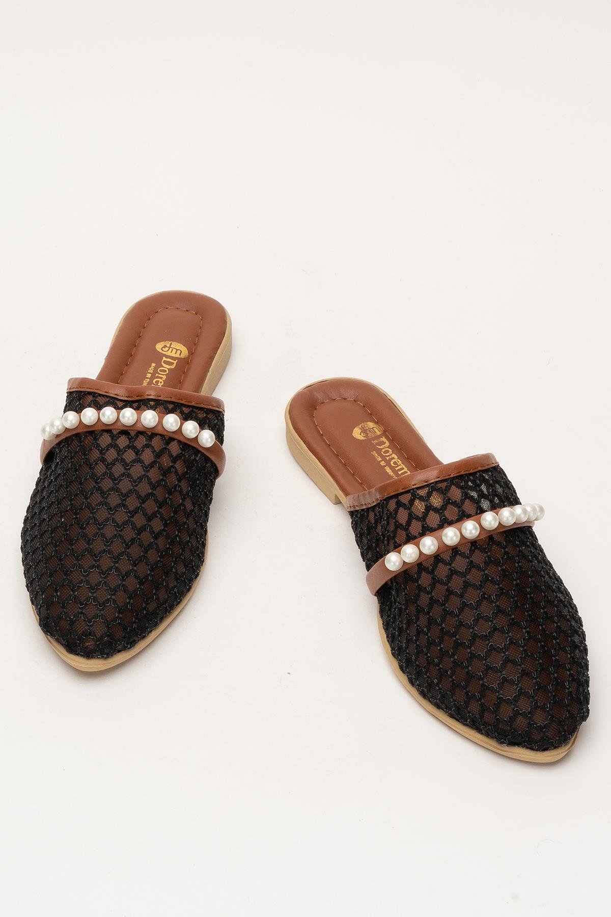 Kadın İnci Kemerli FileliTerlik SİYAH - Görsel 6