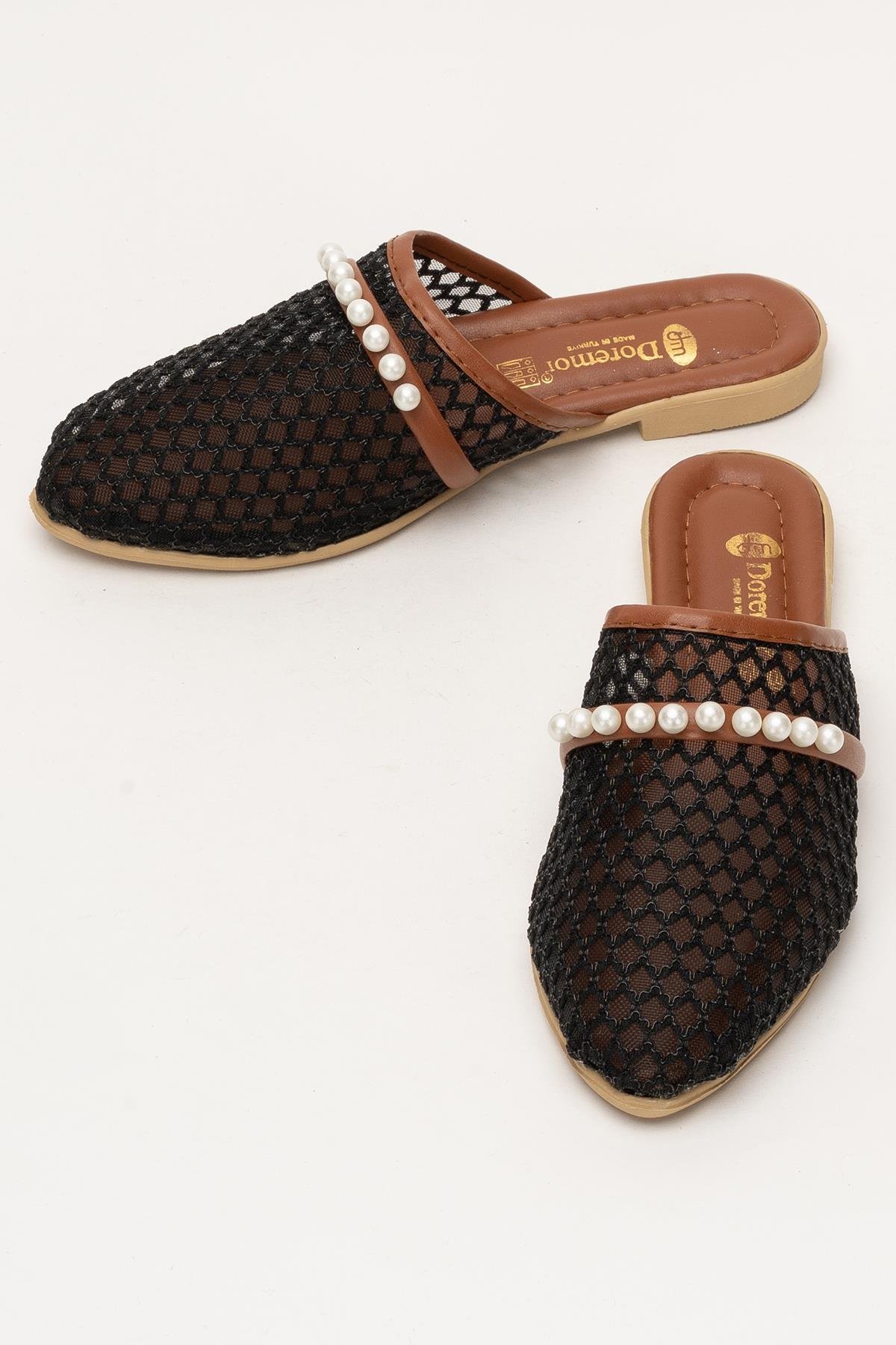 Kadın İnci Kemerli FileliTerlik SİYAH - Görsel 7