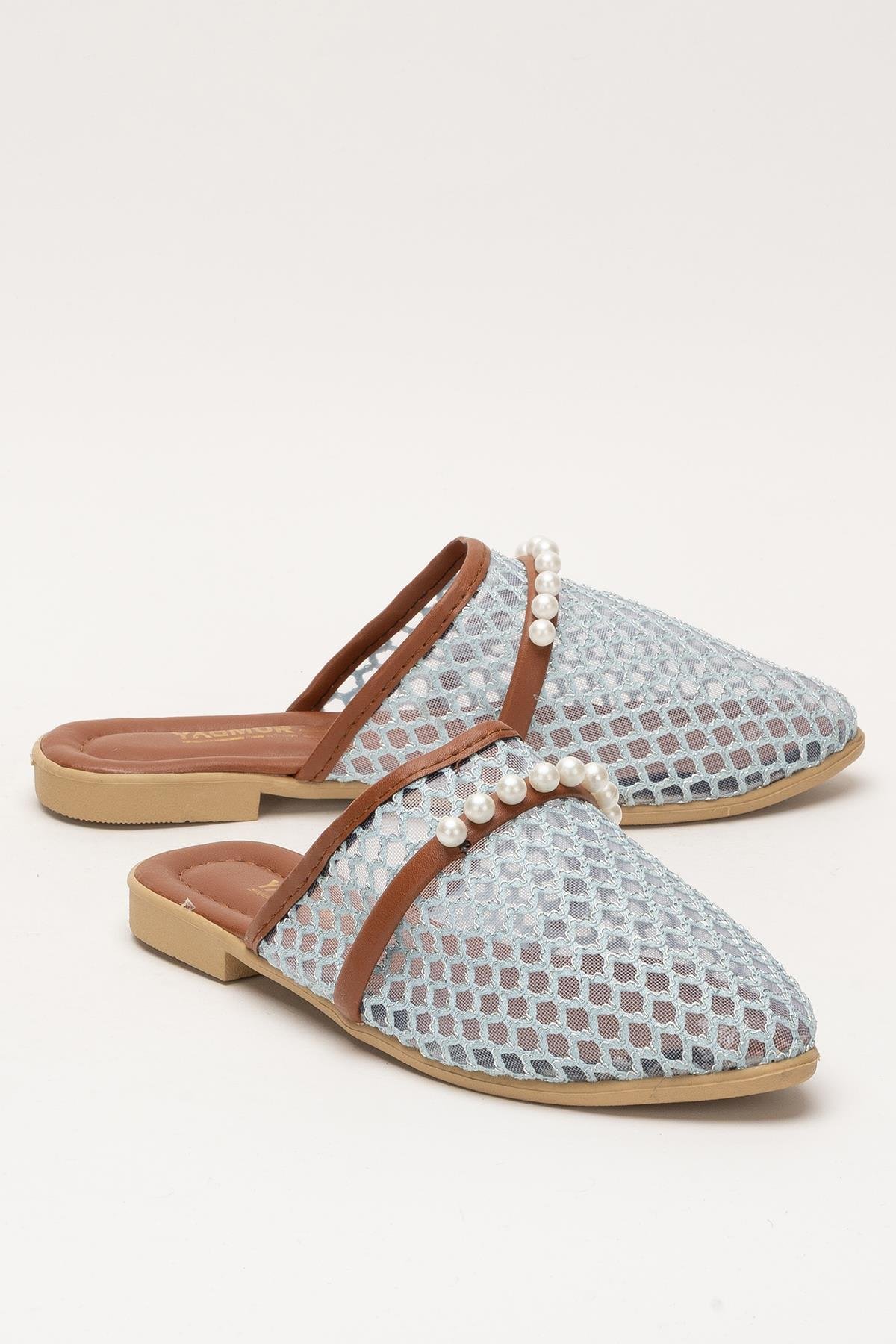 Kadın İnci Kemerli FileliTerlik MAVİ - Görsel 3