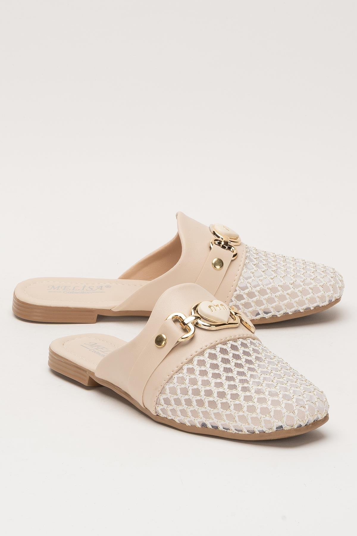 Kadın Tokalı FileliTerlik KREM - Görsel 3