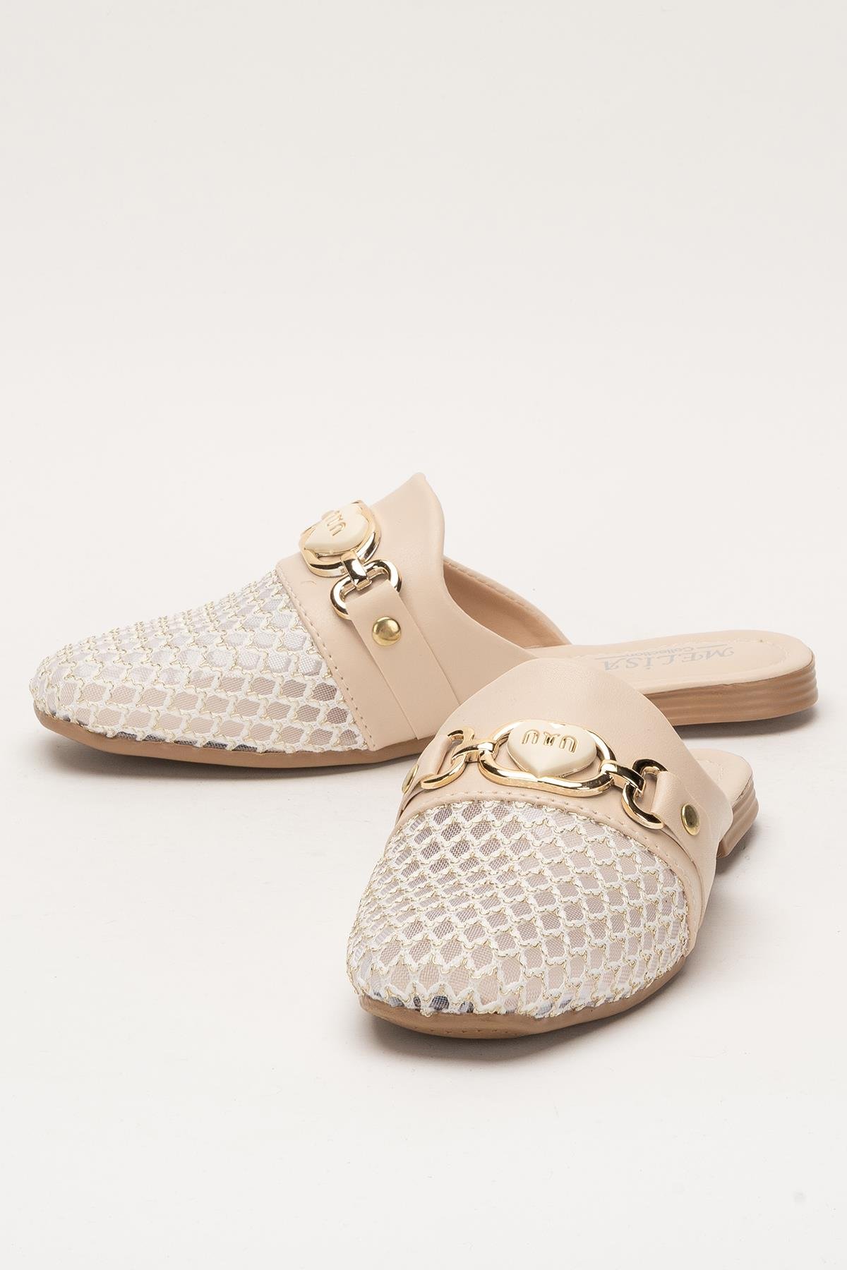 Kadın Tokalı FileliTerlik KREM - Görsel 6