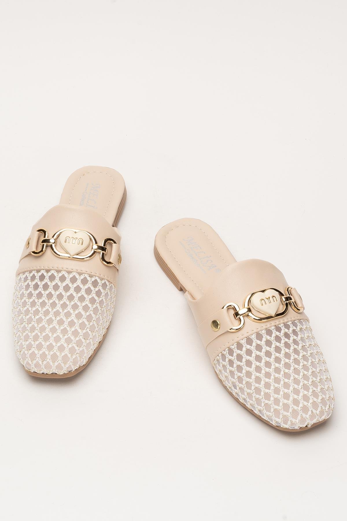 Kadın Tokalı FileliTerlik KREM - Görsel 7