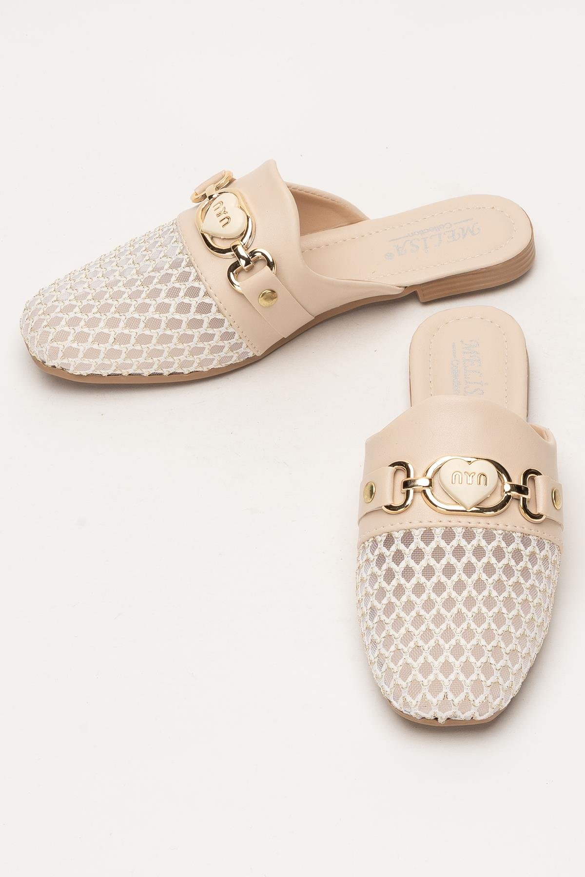 Kadın Tokalı FileliTerlik KREM - Görsel 8