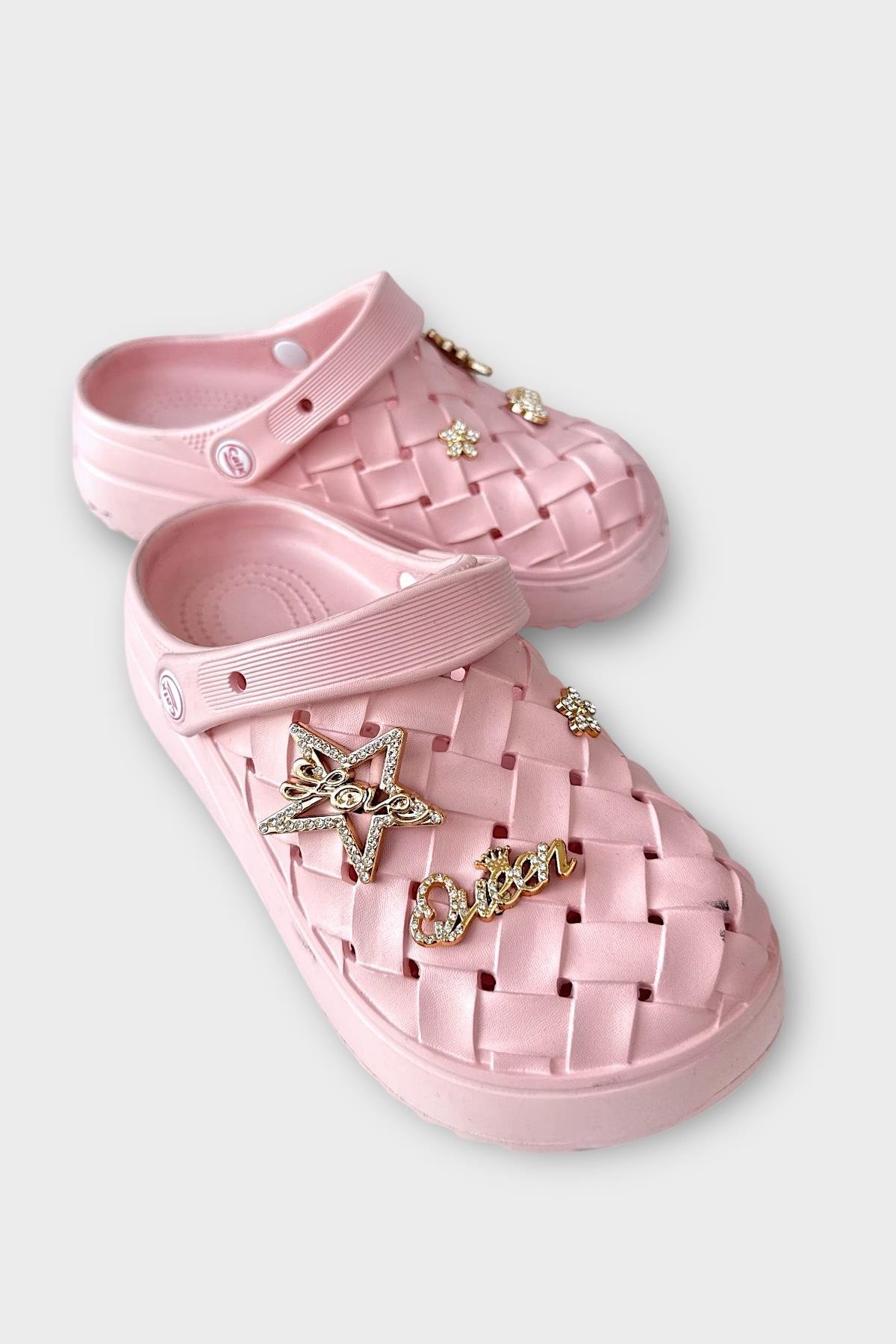 Kadın Taşlı Comfort Hafif Yüksek Taban Yazlık Sandalet Terlik PUDRA - Görsel 3