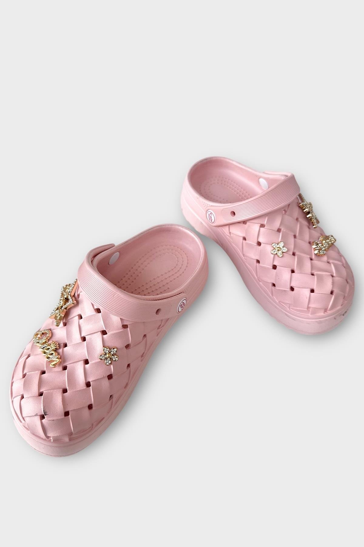 Kadın Taşlı Comfort Hafif Yüksek Taban Yazlık Sandalet Terlik PUDRA - Görsel 4