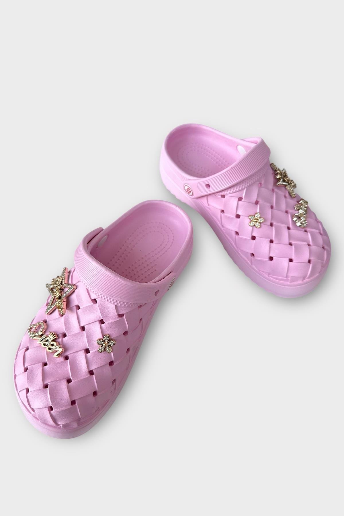 Kadın Taşlı Comfort Hafif Yüksek Taban Yazlık Sandalet Terlik PEMBE - Görsel 4