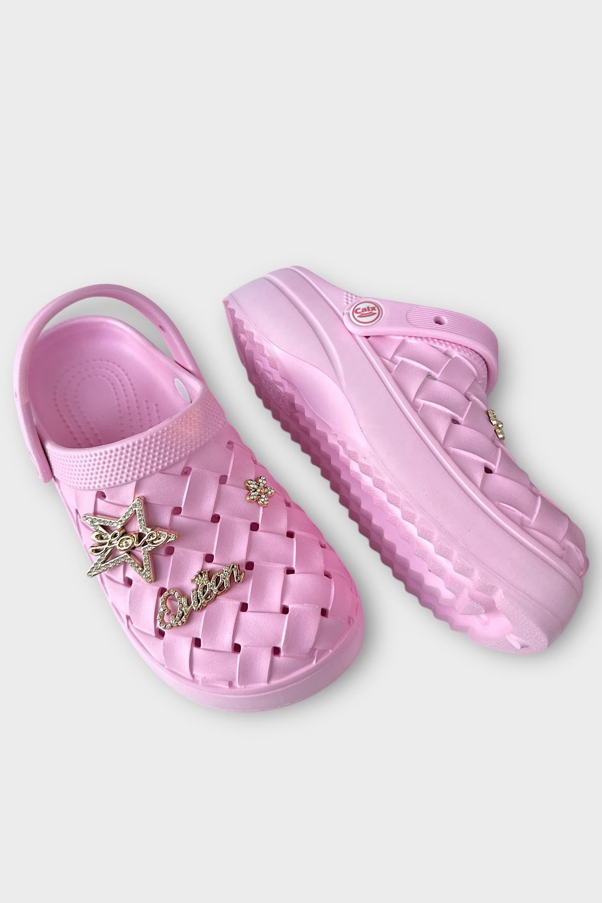 Kadın Taşlı Comfort Hafif Yüksek Taban Yazlık Sandalet Terlik PEMBE - Görsel 5