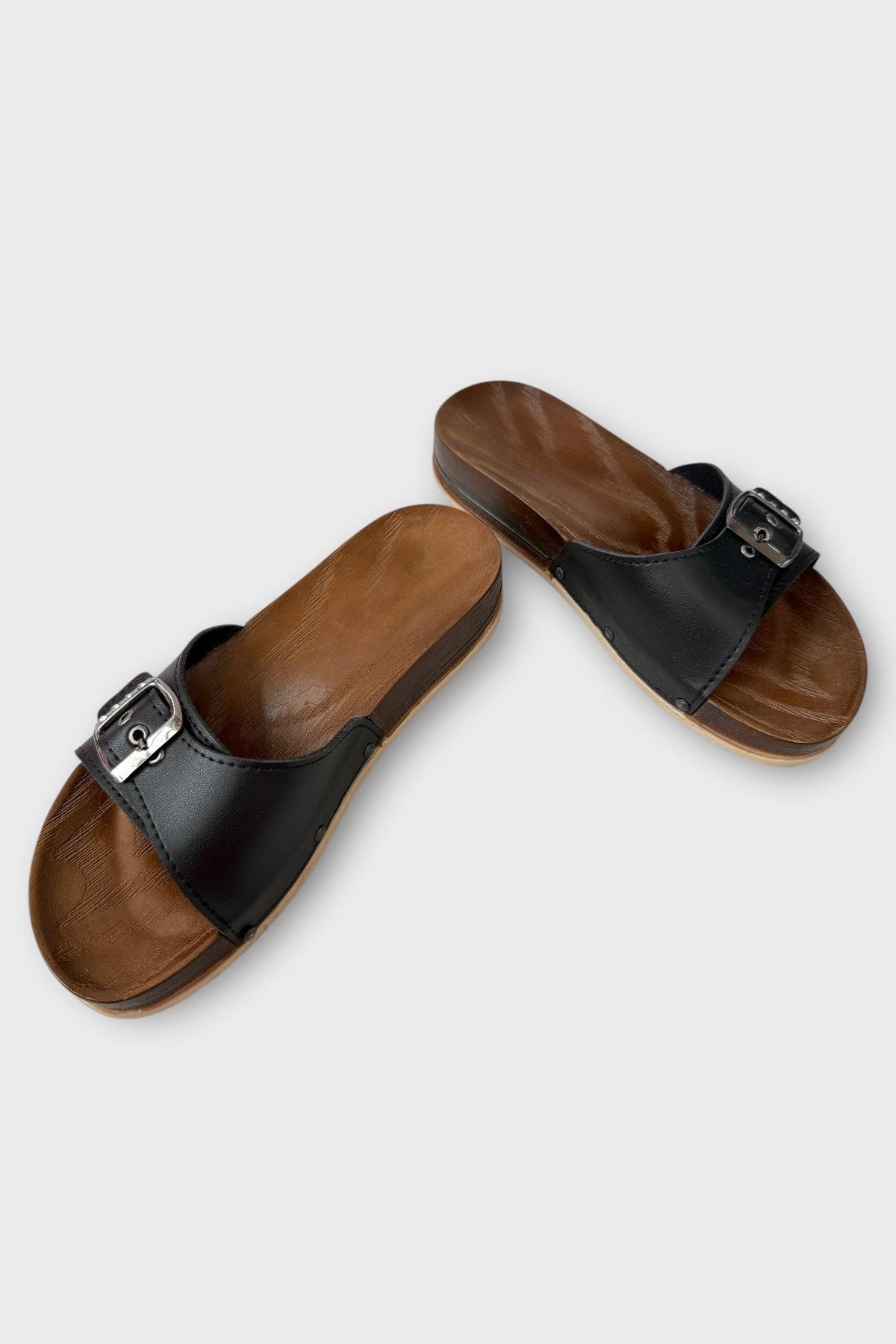 Kadın Günlük Terlik Ayarlanabilir Tek Bant Şık Ortopedik Yazlık Ev Plaj Tatil İş Terliği SİYAH - Görsel 4