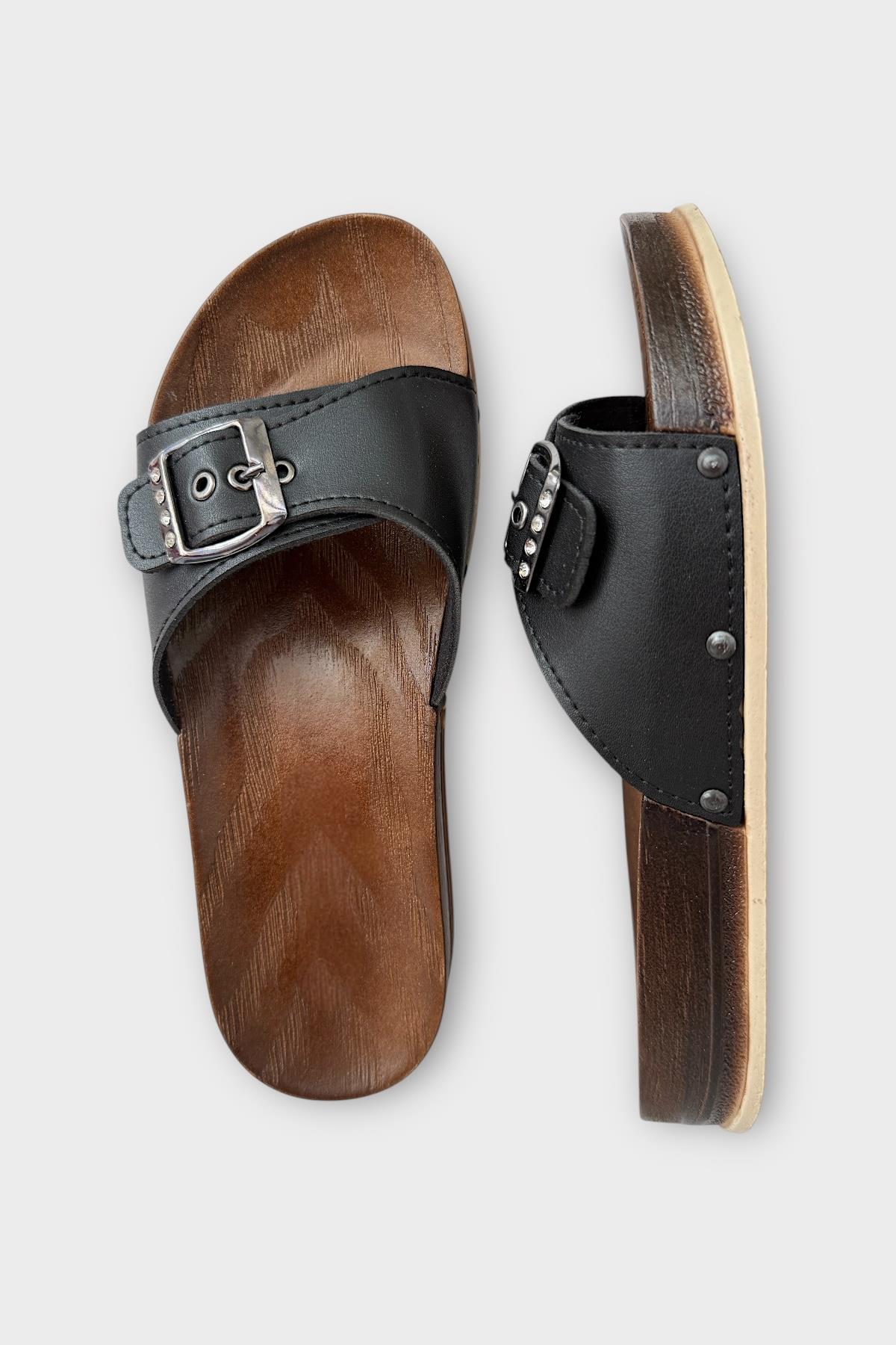 Kadın Günlük Terlik Ayarlanabilir Tek Bant Şık Ortopedik Yazlık Ev Plaj Tatil İş Terliği SİYAH - Görsel 7