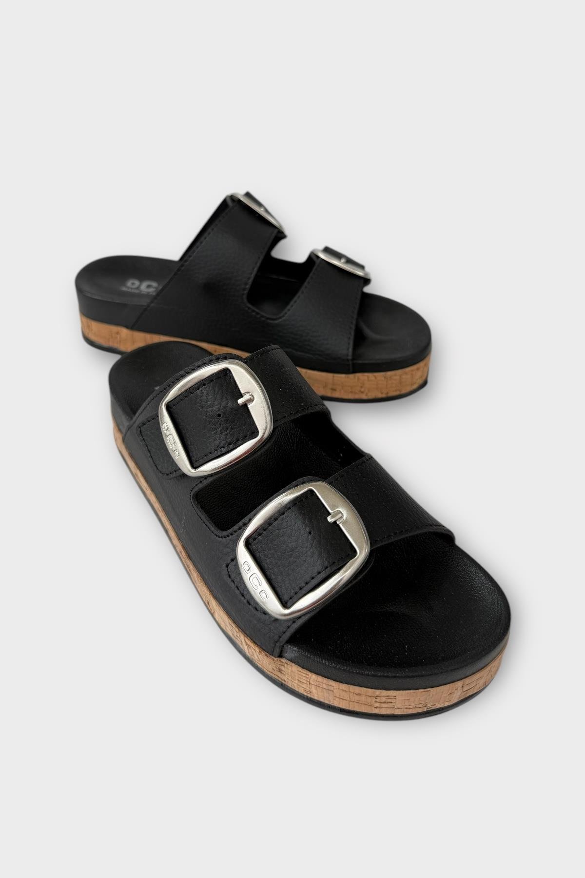 Kadın Günlük Terlik Kalın Taban Tokalı Çift Bantlı Rahat Şık Yazlık Ev Plaj Tatil Terliği SİYAH - Görsel 3