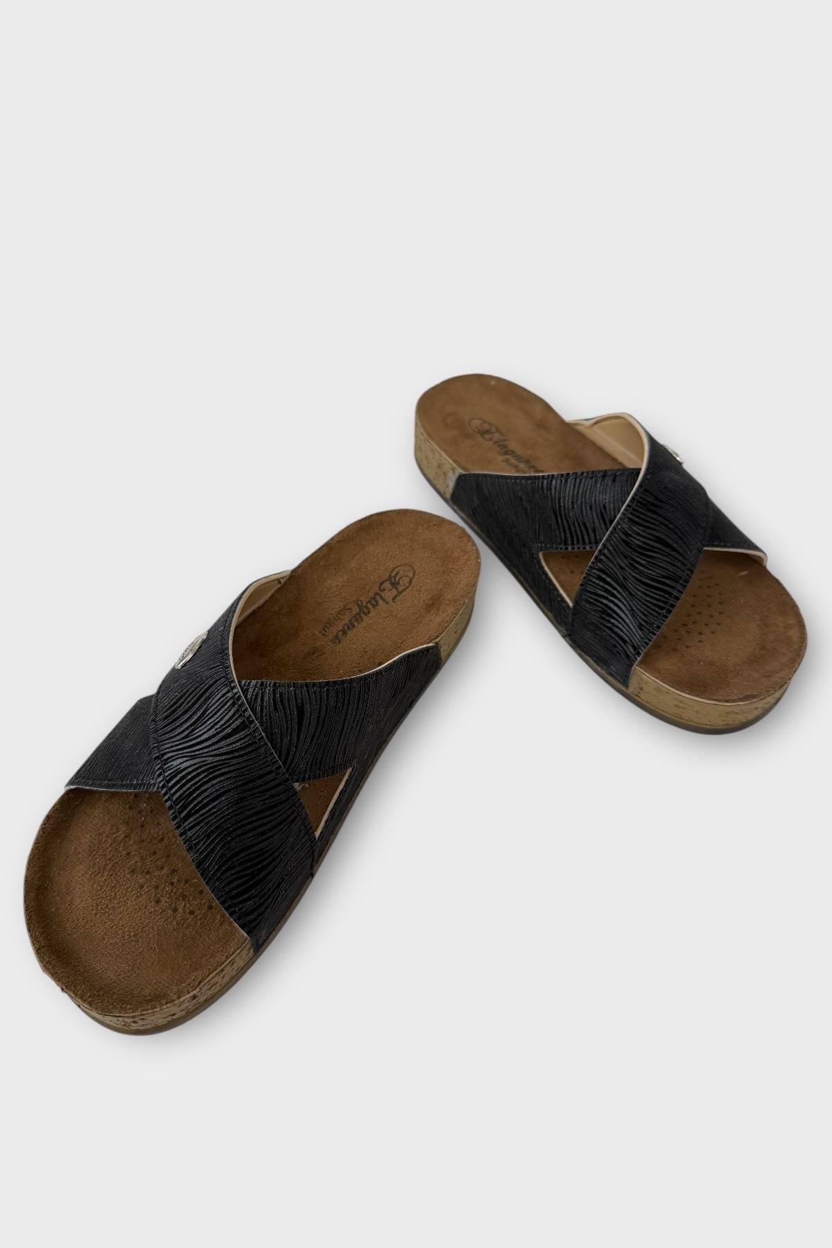 Kadın Günlük Terlik Çapraz Şık Ortopedik Yazlık Ev Plaj Tatil Terliği SİYAH - Görsel 4