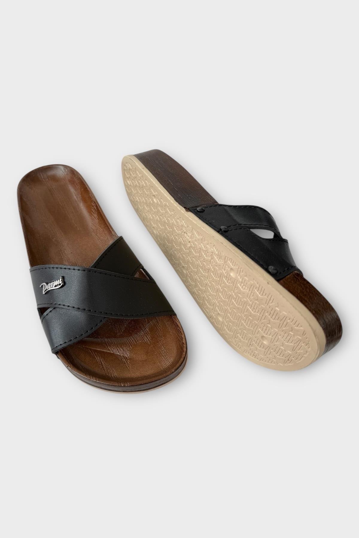 Kadın Günlük Terlik Çapraz Şık Ortopedik Yazlık Ev Plaj Tatil İş Terliği SİYAH - Görsel 5