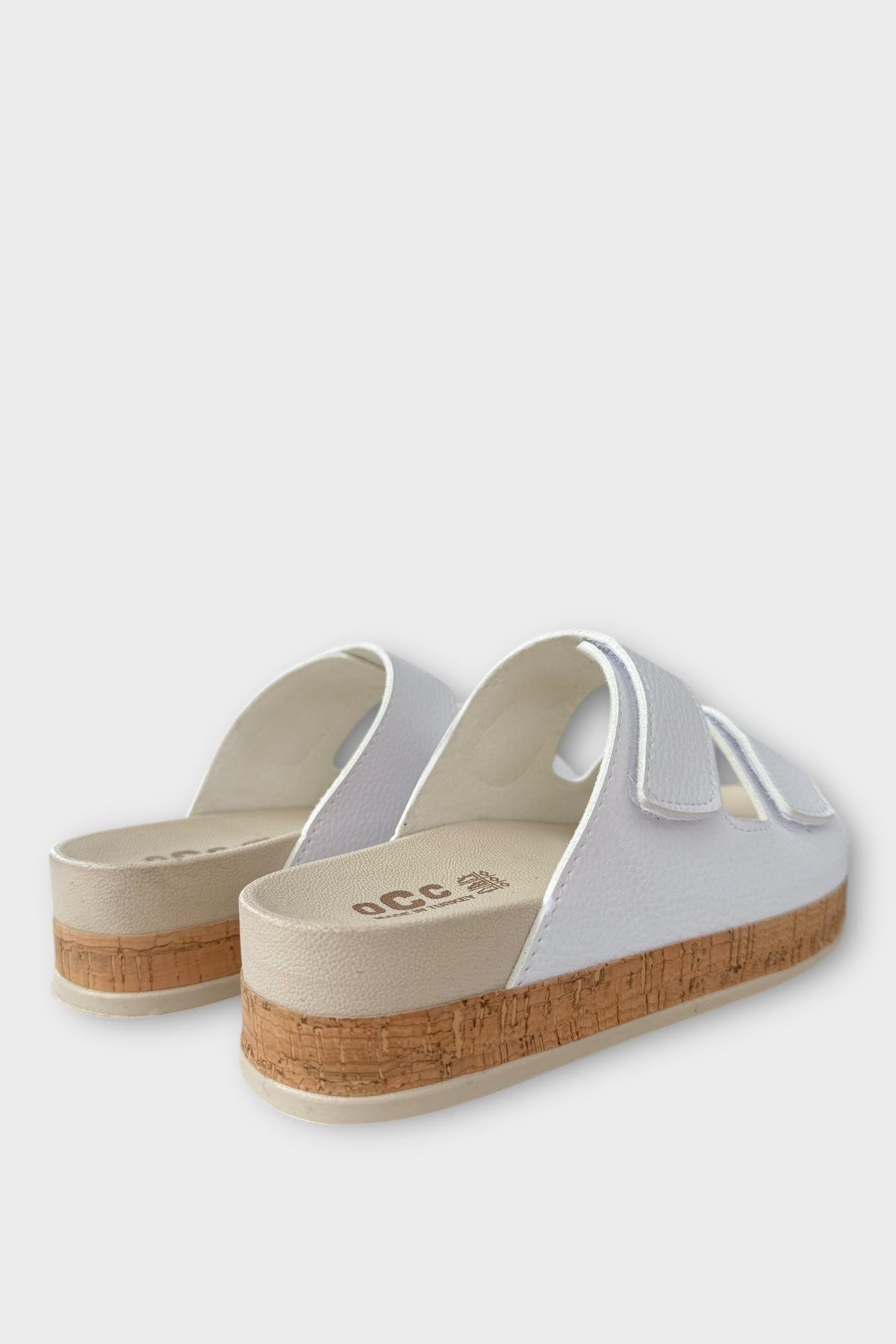 Kadın Günlük Terlik Kalın Taban Çift Bant Cırtlı Rahat Şık Yazlık Ev Plaj Tatil Terliği BEYAZ - Görsel 6