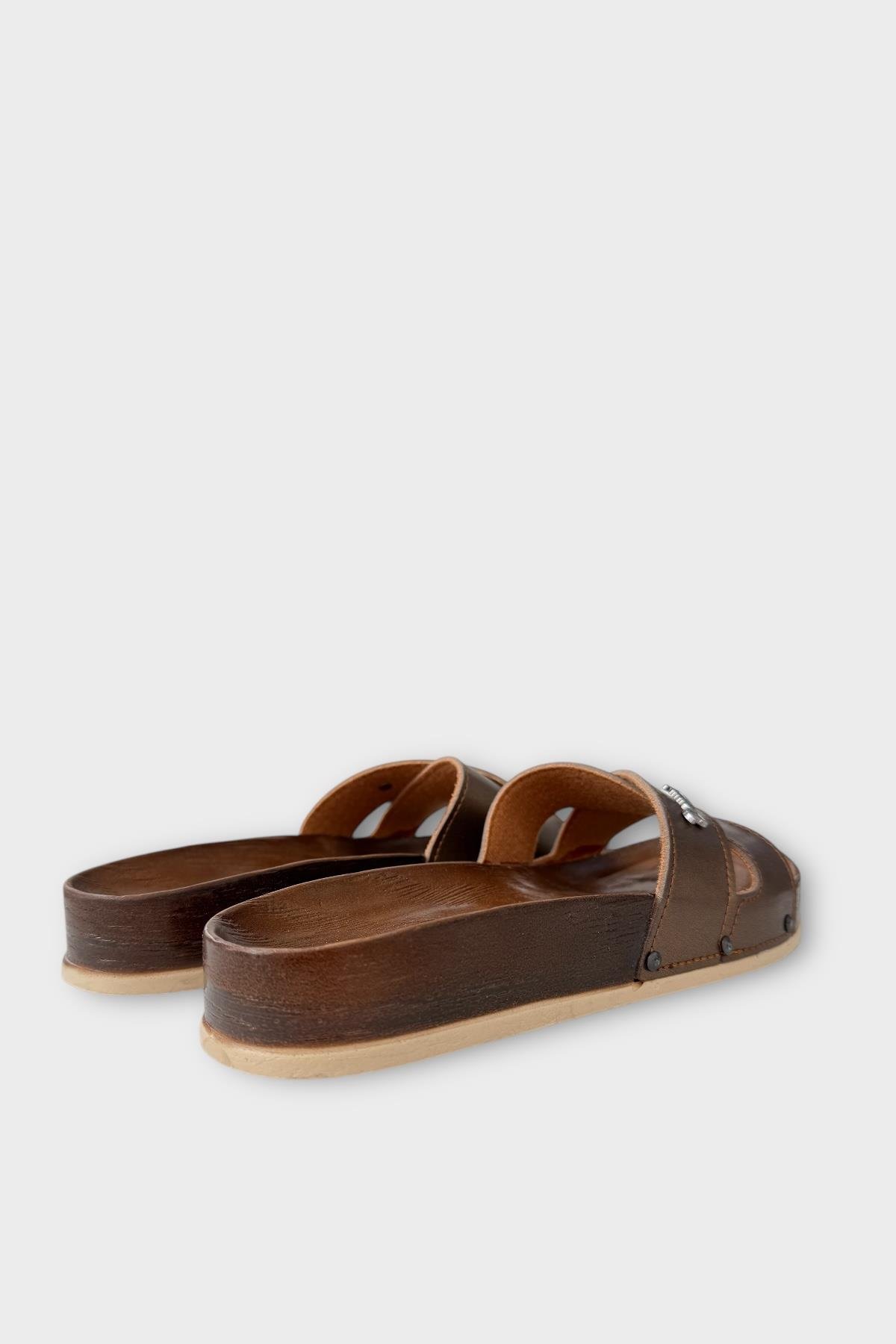 Kadın Günlük Terlik Çapraz Şık Ortopedik Yazlık Ev Plaj Tatil İş Terliği KAHVERENGİ - Görsel 6