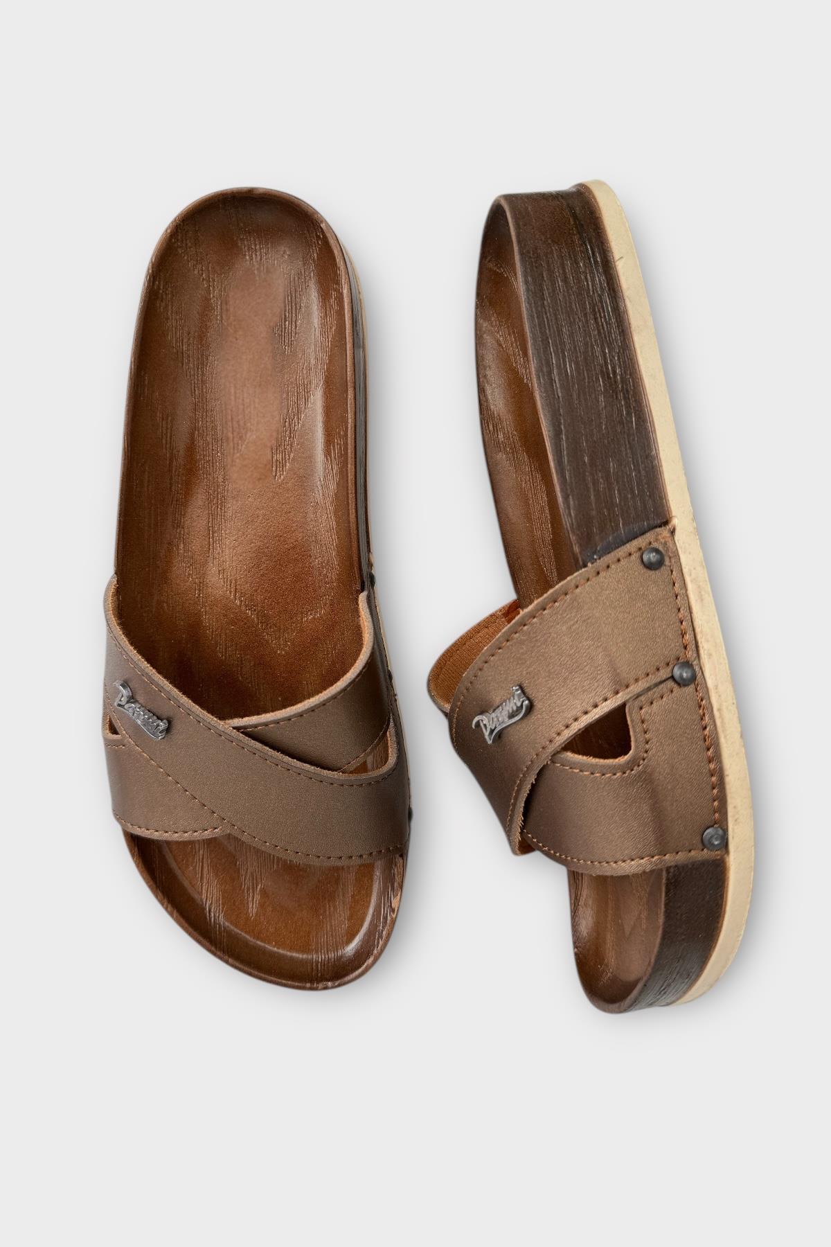 Kadın Günlük Terlik Çapraz Şık Ortopedik Yazlık Ev Plaj Tatil İş Terliği KAHVERENGİ - Görsel 7