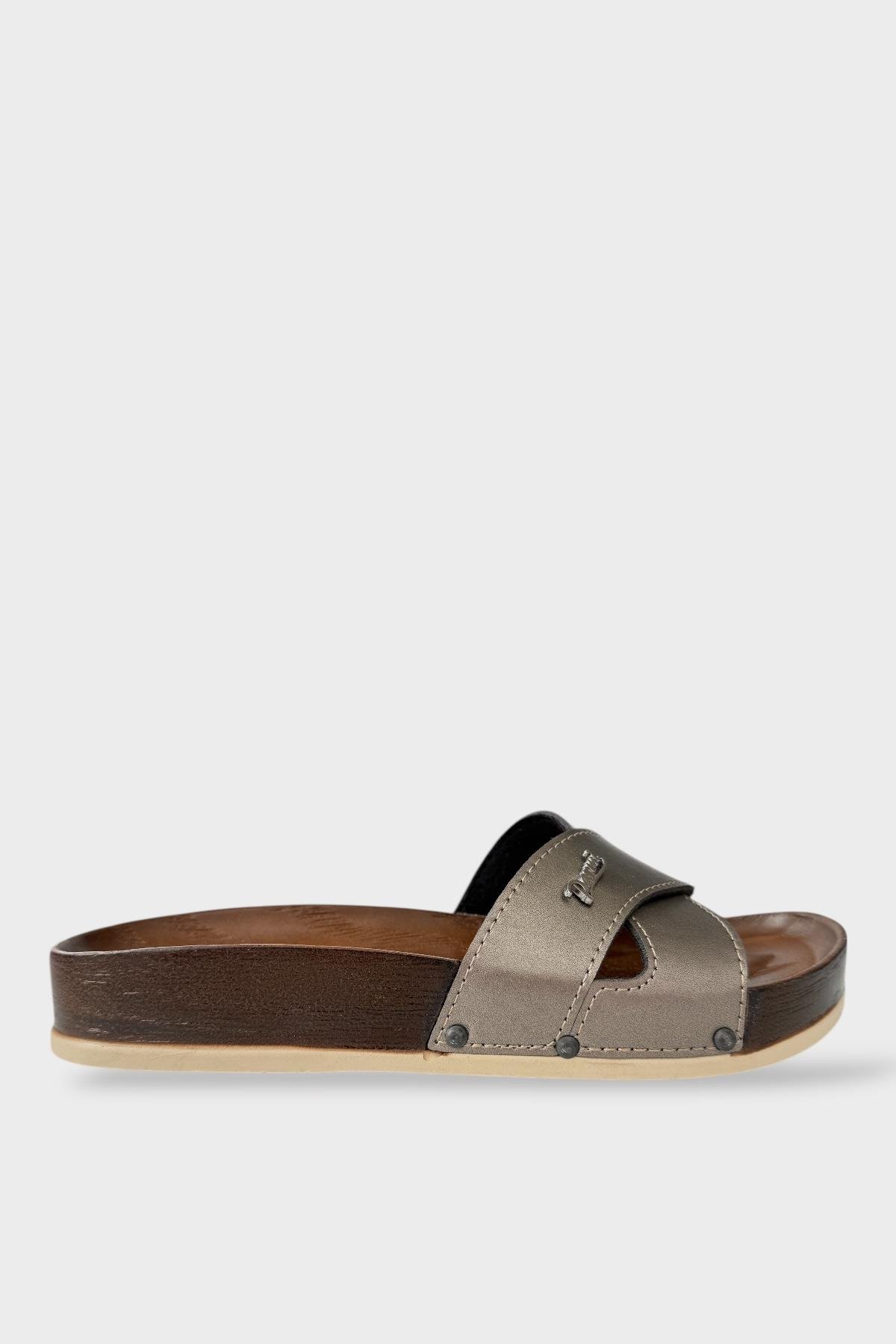 Kadın Günlük Terlik Çapraz Şık Ortopedik Yazlık Ev Plaj Tatil İş Terliği PLATİN - Görsel 2