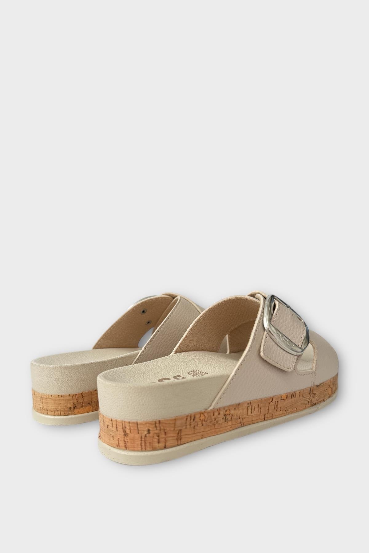 Kadın Günlük Terlik Kalın Taban Tokalı Çapraz Rahat Şık Yazlık Ev Plaj Tatil Terliği BEJ - Görsel 6