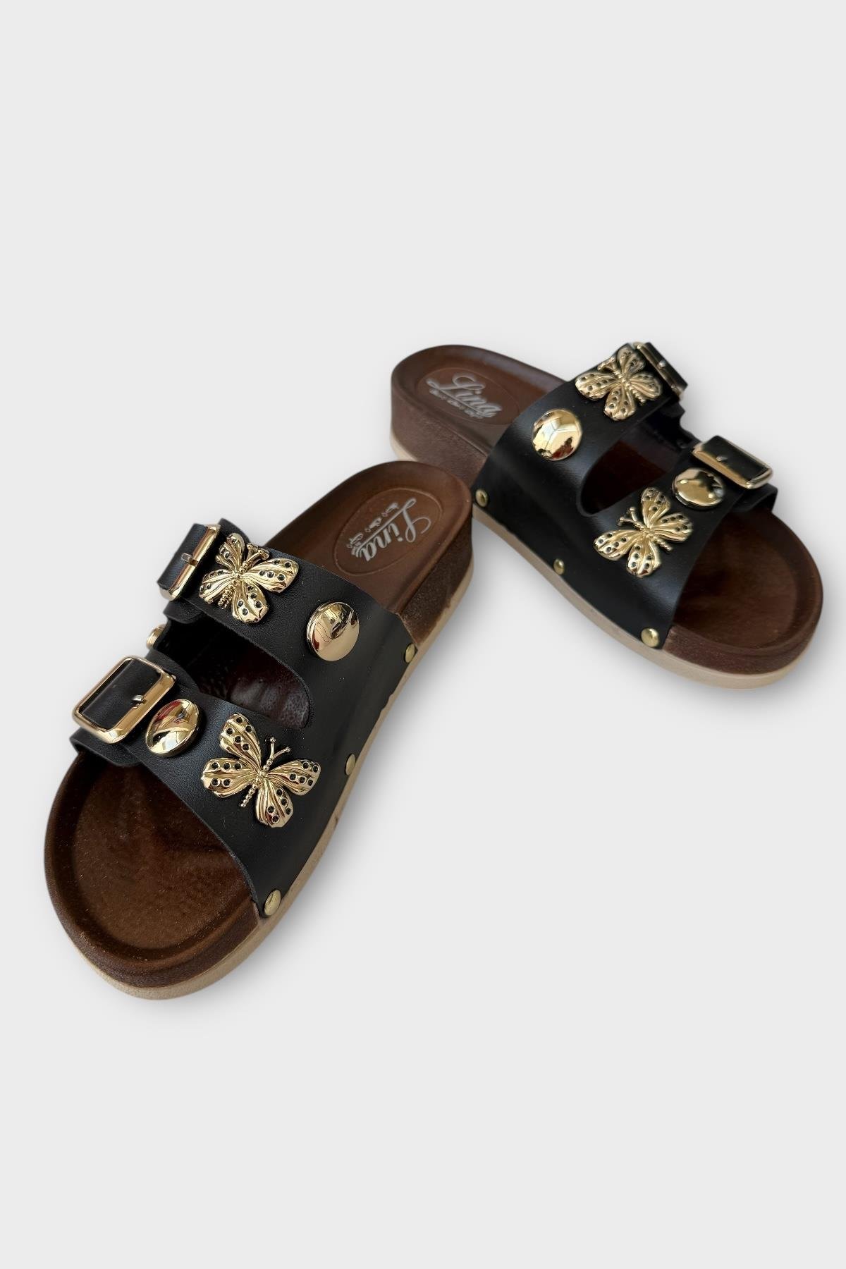 Kadın Günlük Terlik Aksesuarlı Çift Bantlı Taban Şık Ortopedik Yazlık Ev Plaj Tatil Terliği SİYAH - Görsel 4