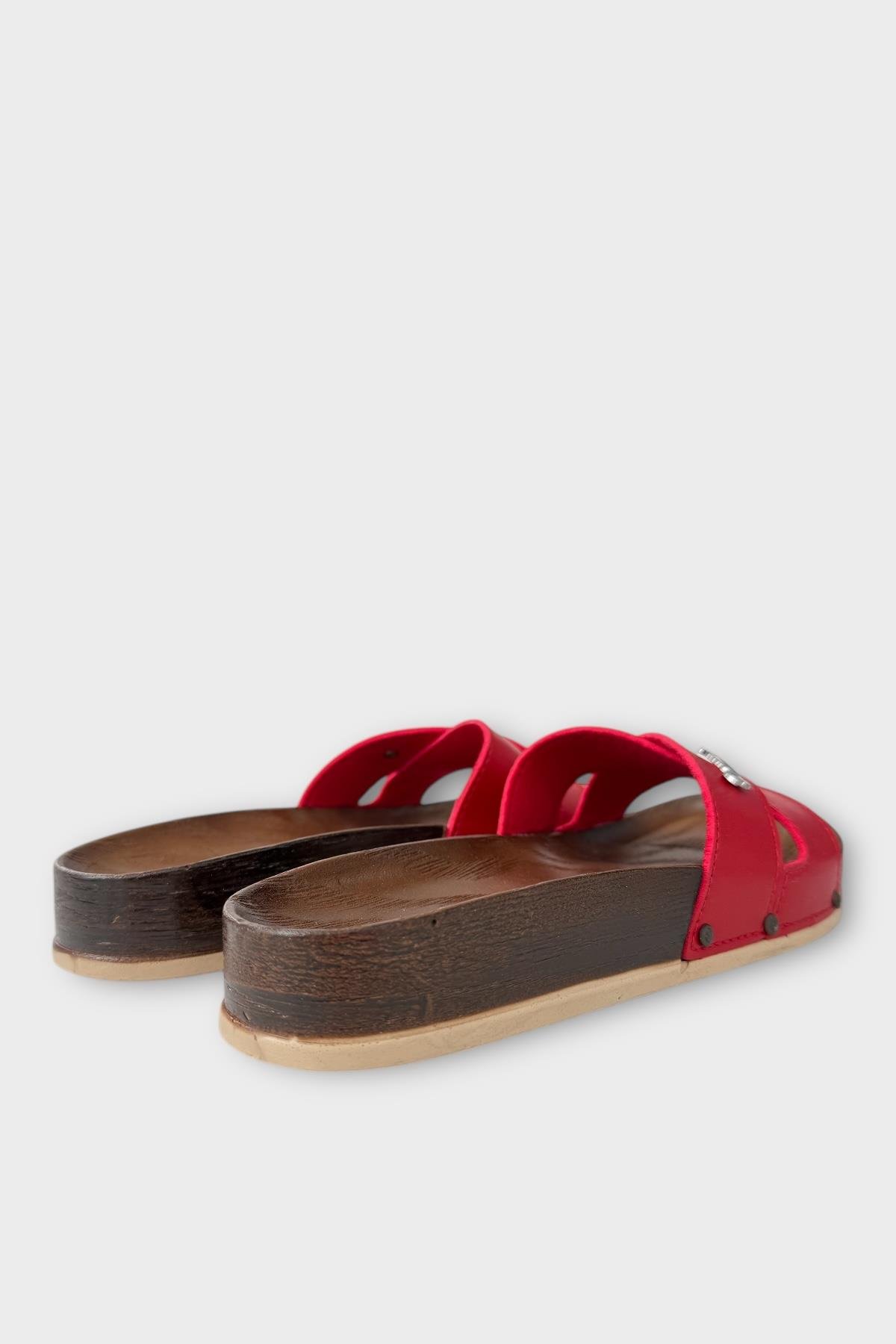 Kadın Günlük Terlik Çapraz Şık Ortopedik Yazlık Ev Plaj Tatil İş Terliği KIRMIZI - Görsel 6